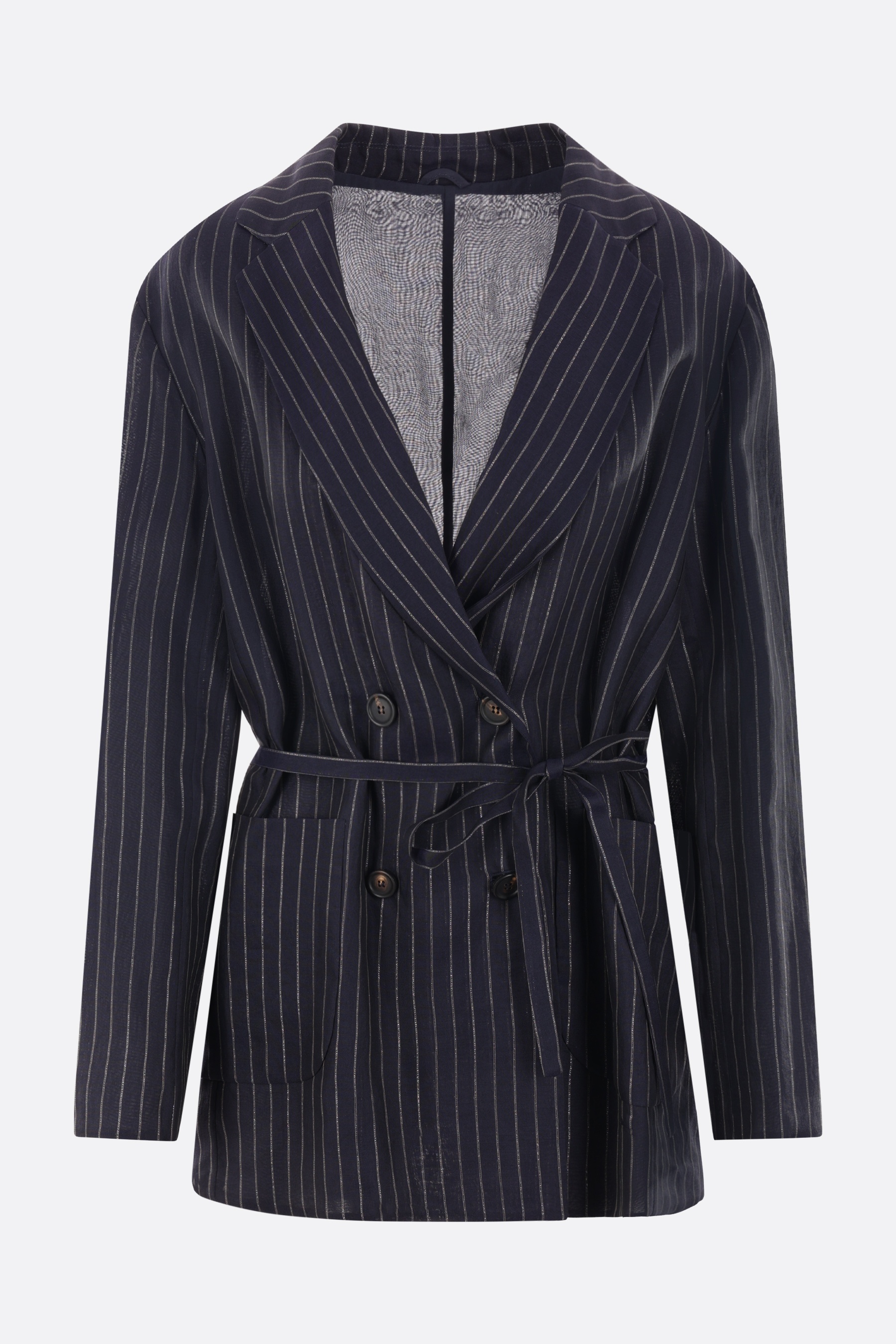 DOUBLE-BREASTED PINSTRIPED GAUZE JACKET - 1