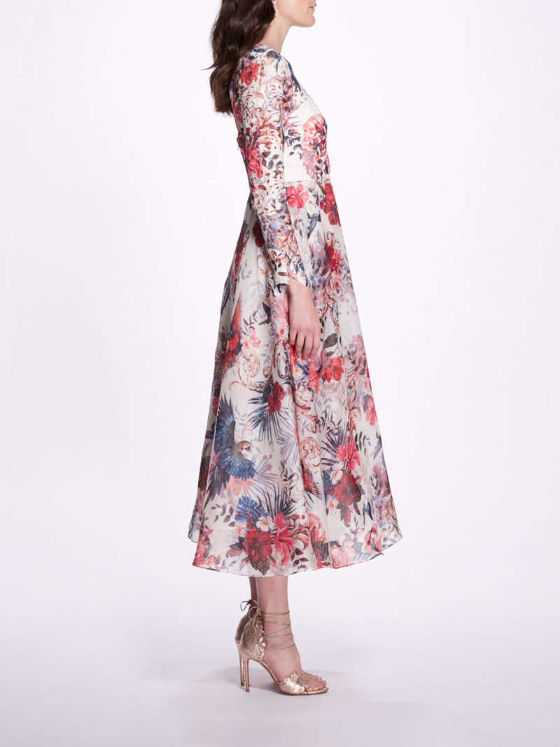 Marchesa BACK KEYHOLE TEA LENGTH MIDI DRESS outlook