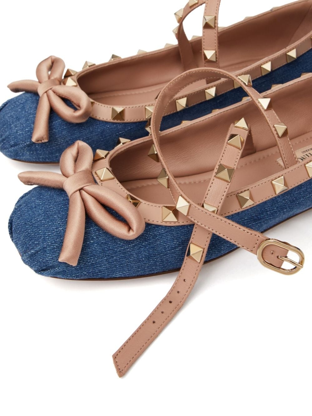 Rockstud denim ballerina shoes - 5