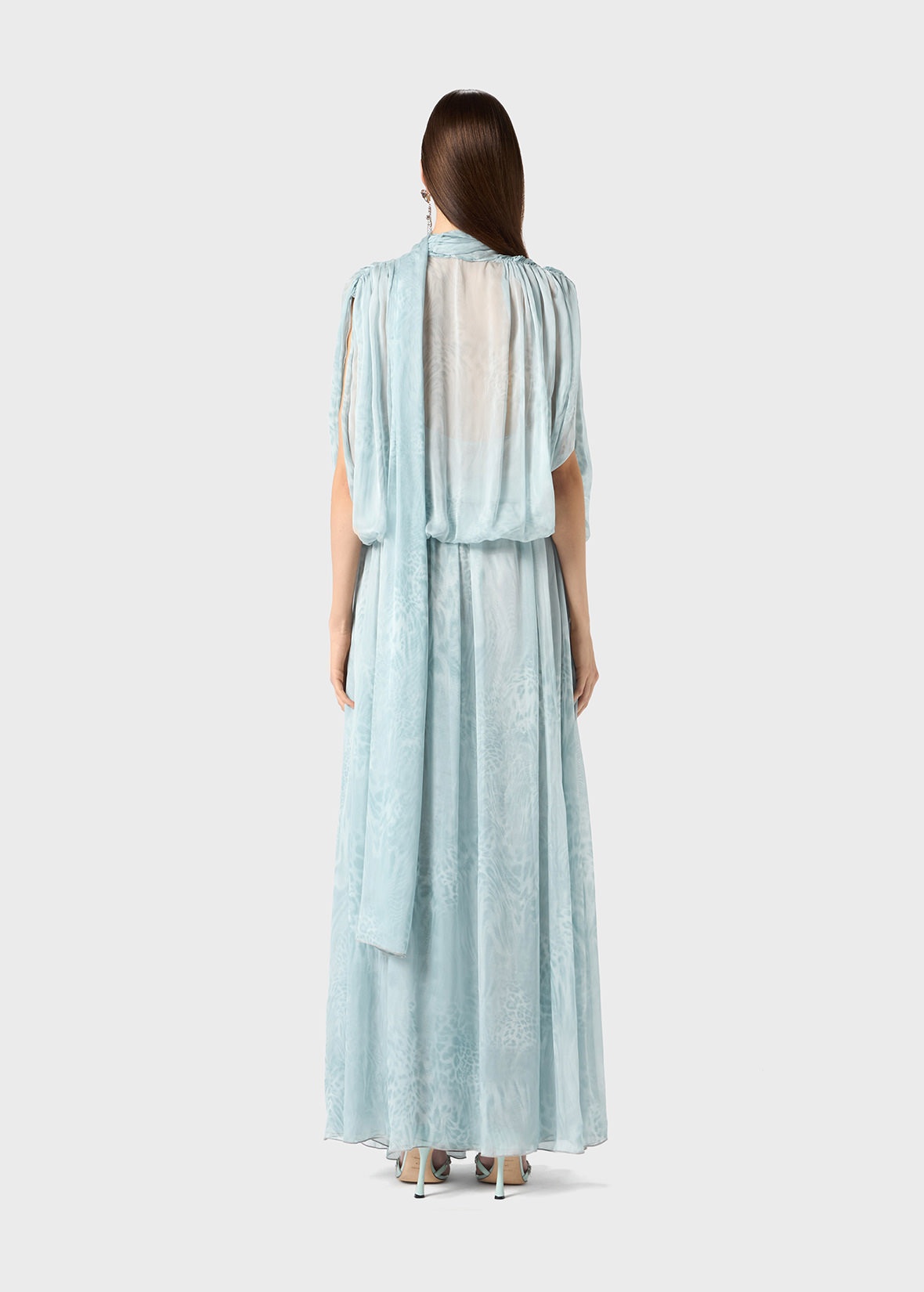 PRINTED CHIFFON LONG DRESS - 4