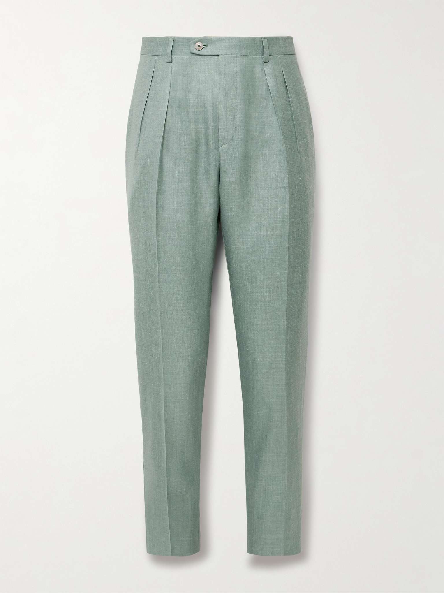 Ischia Slim-Fit Pleated Silk, Cashmere and Linen-Blend Suit Trousers - 1