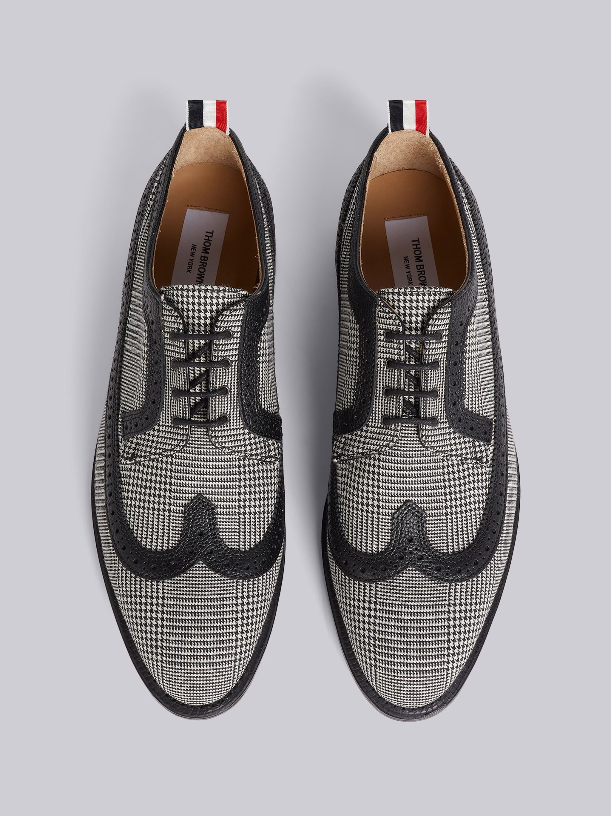 Black and White Wool Prince of Wales Longwing Brogue - 4