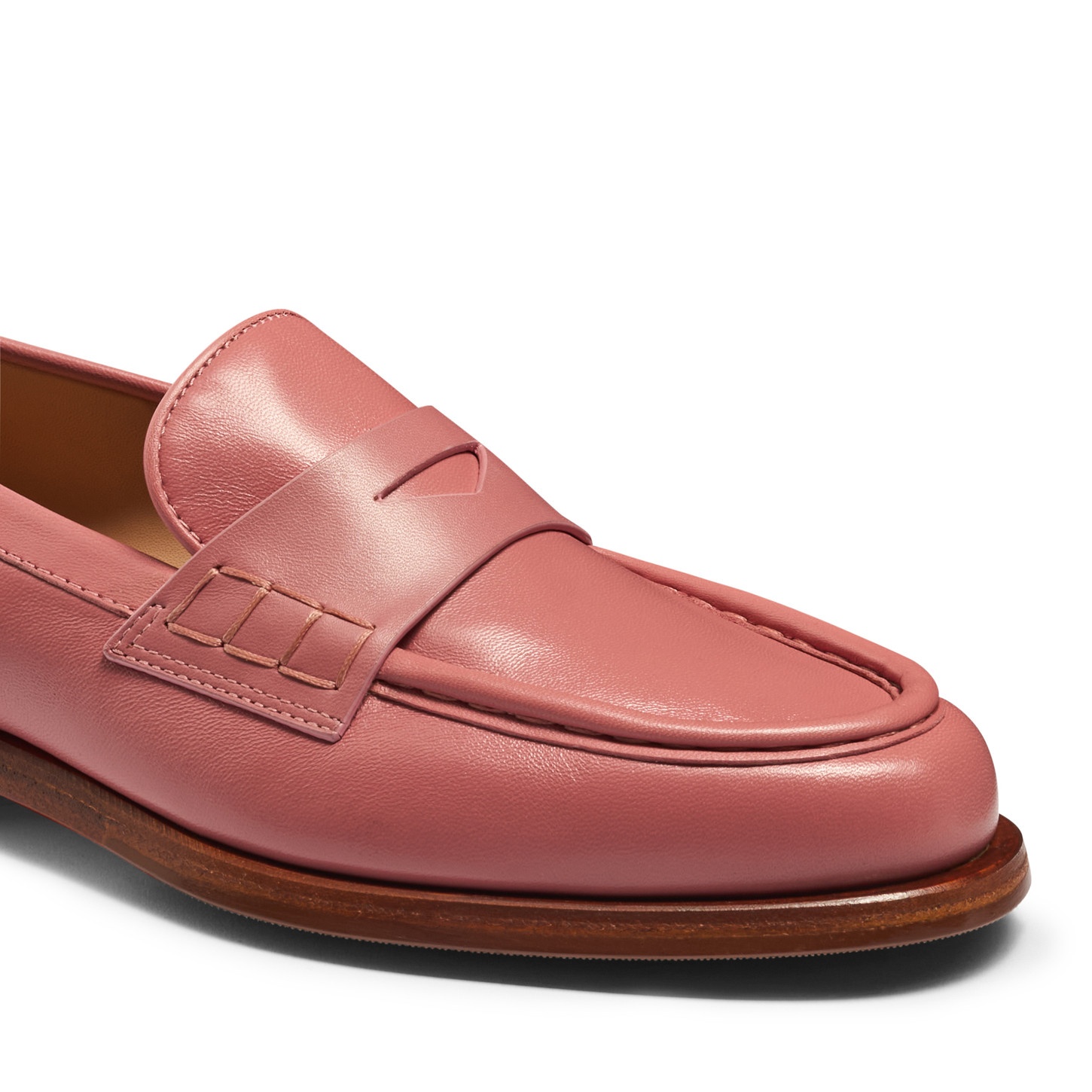 Women’s pink leather penny loafer - 5