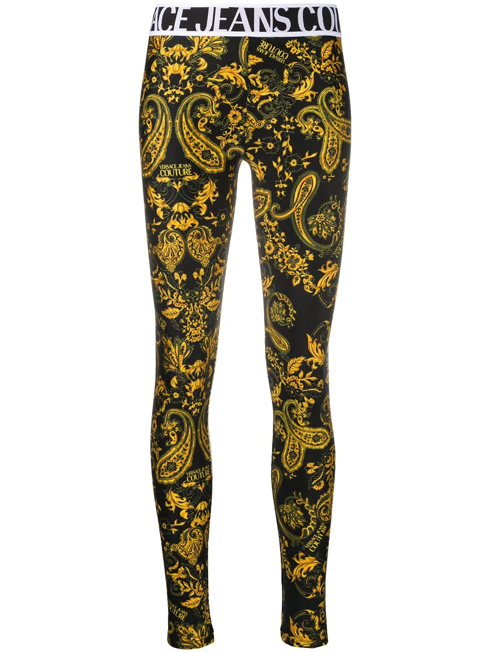 baroque-print slim-fit leggings  - 1