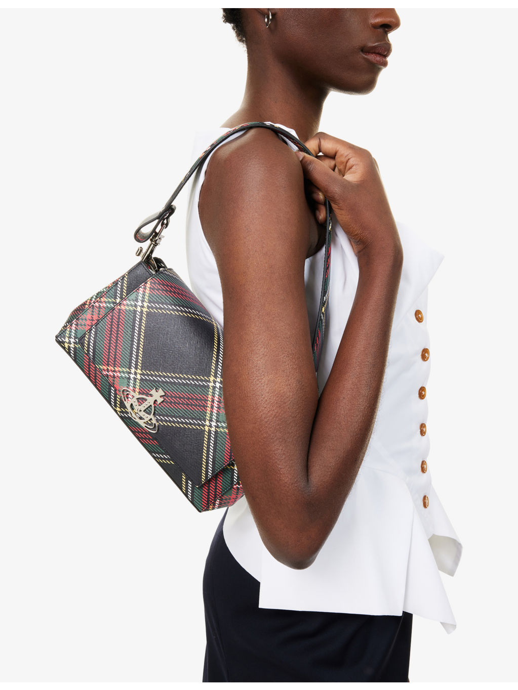 Hazel Check Medium Woven Shoulder Bag - 2