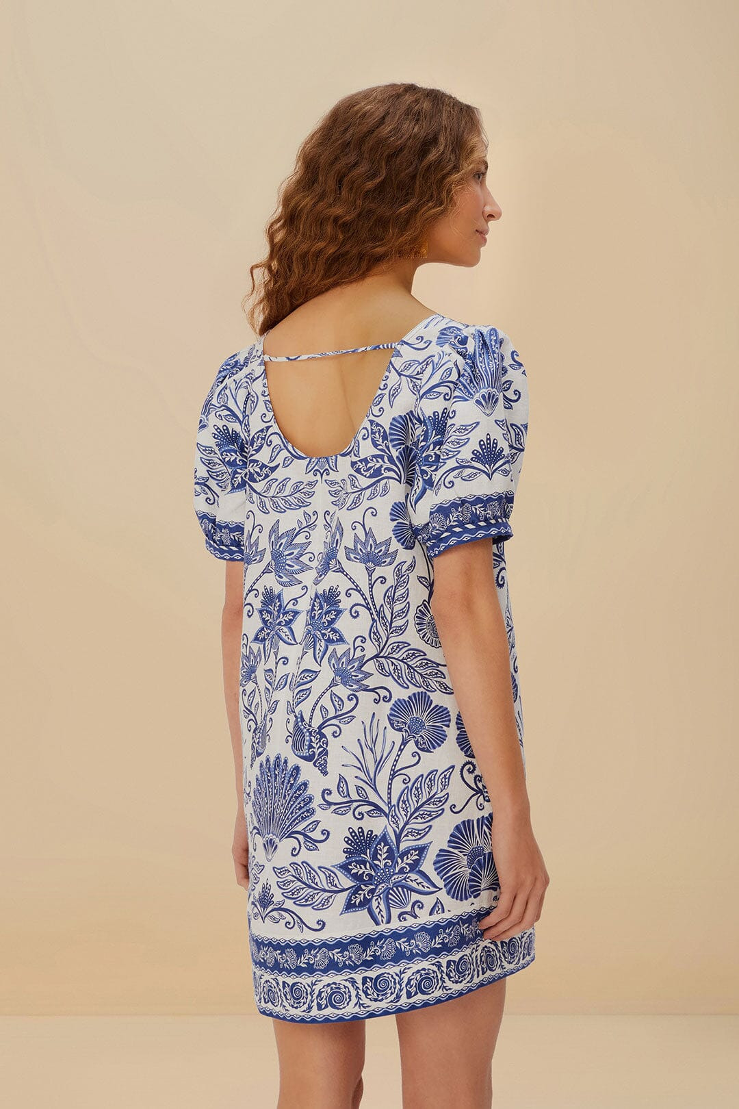 Off-White Shell Garden Euroflax™ Premium Linen Mini Dress - 3