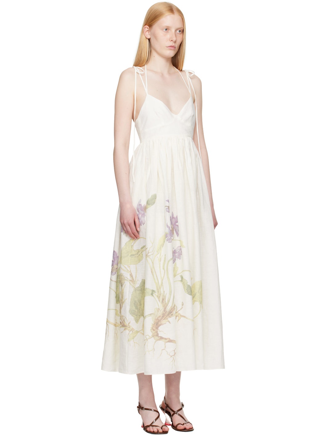 Off-White Strappy Fit & Flare Midi Dress - 2