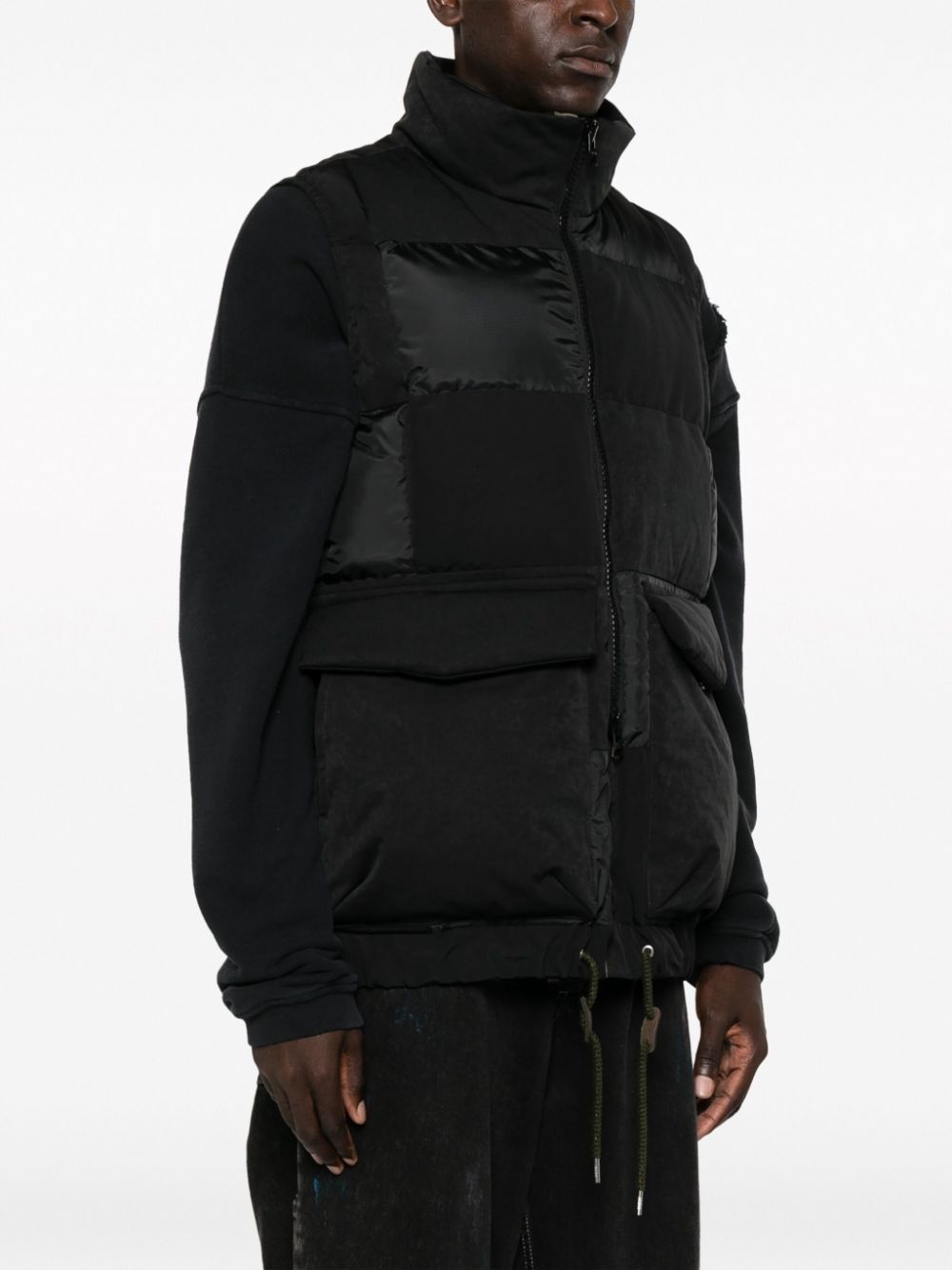 suede-panel padded gilet - 3
