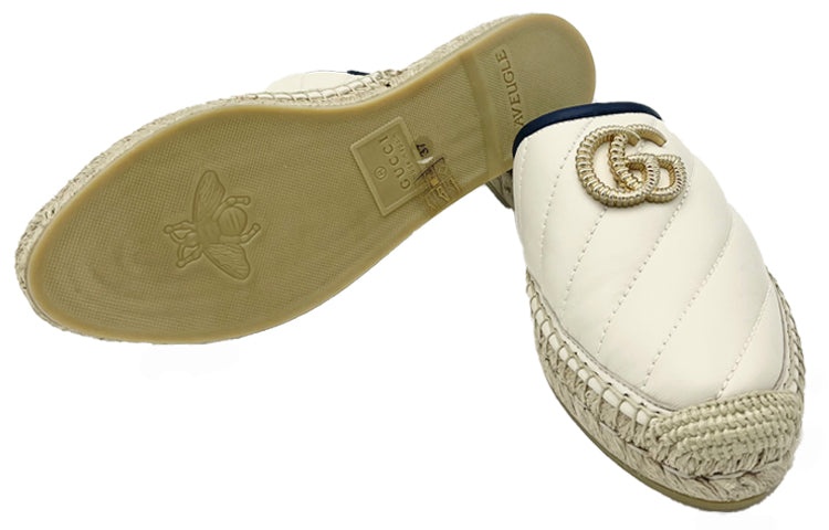 (WMNS) Gucci Leather Espadrilles With Double G Slides 'White' 628565-BKO60-9087 - 4