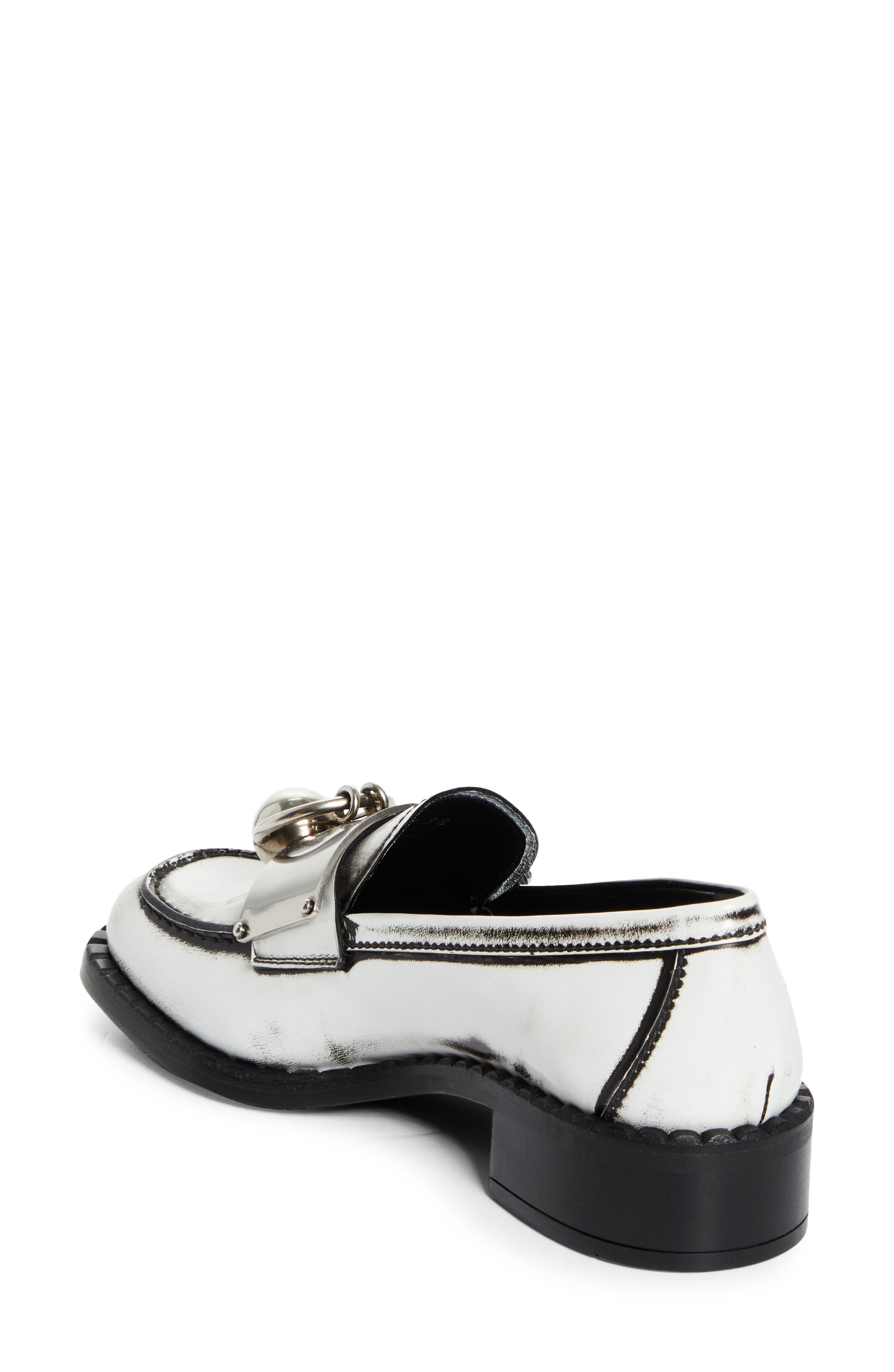 Prada Two-Tone Calfskin Leather Loafer in Bianco at Nordstrom - 2