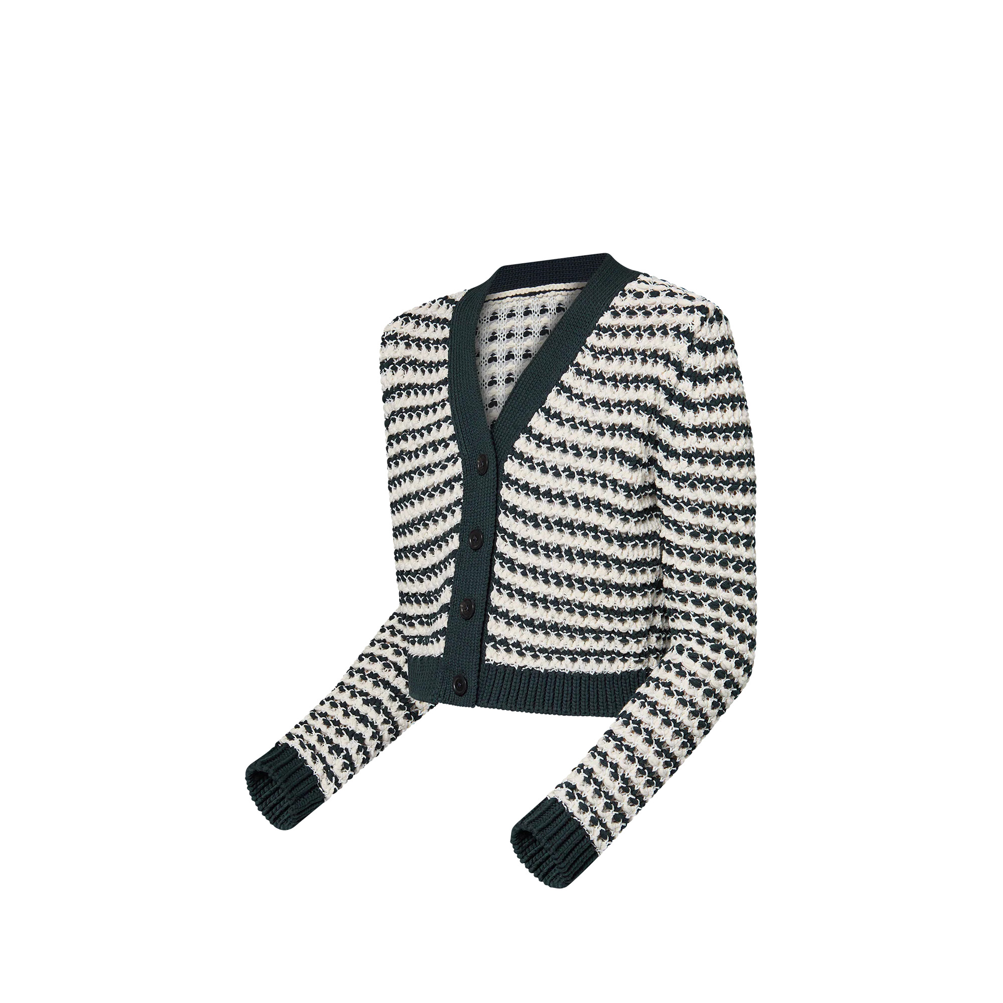 Striped Lace Knit Cardigan - 2
