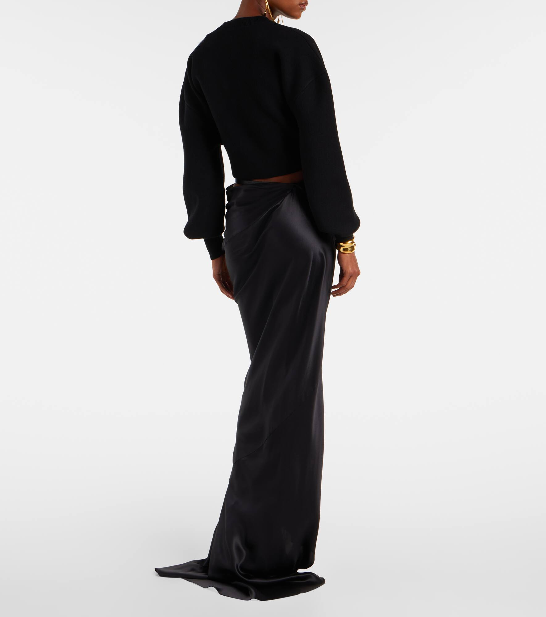 Asymmetric silk satin maxi skirt - 3