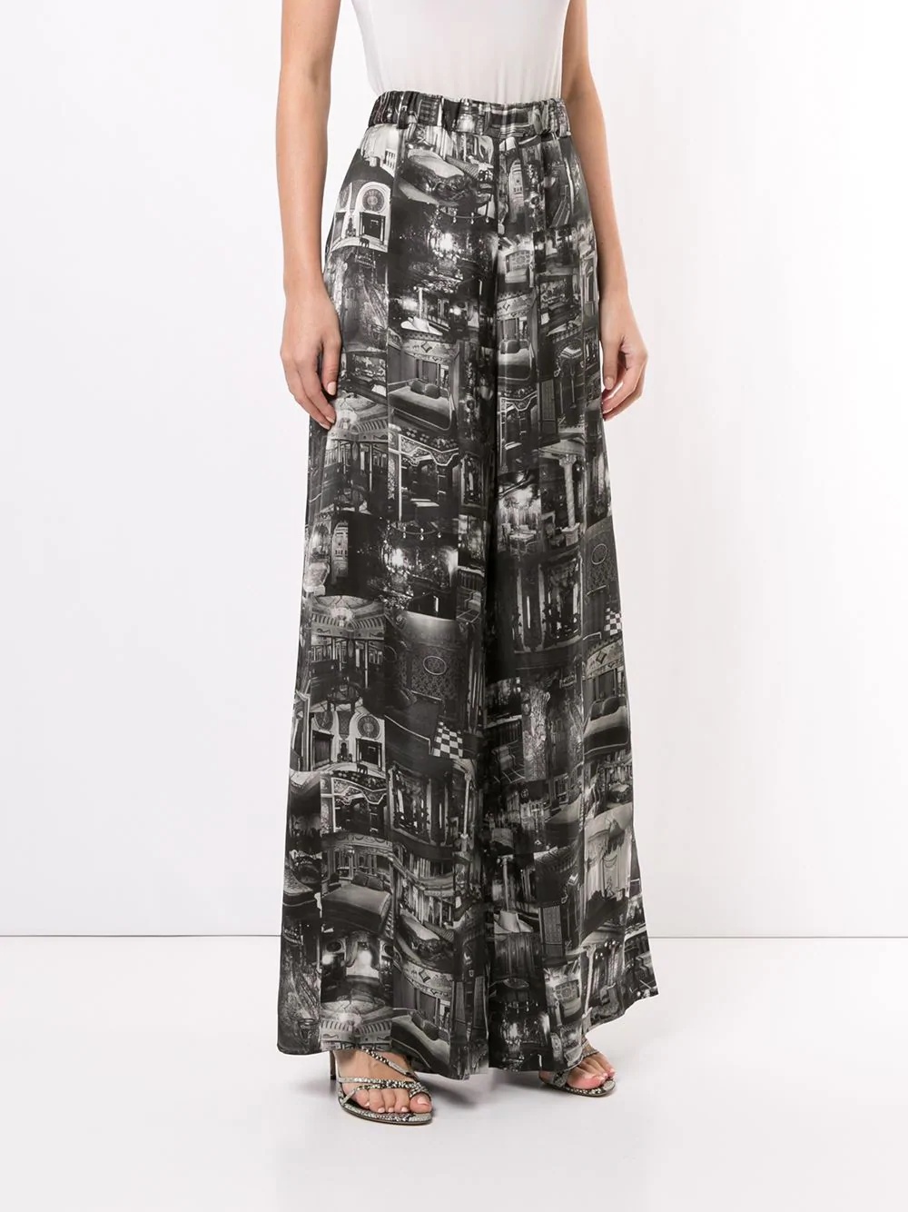 photograph-print palazzo pants - 3