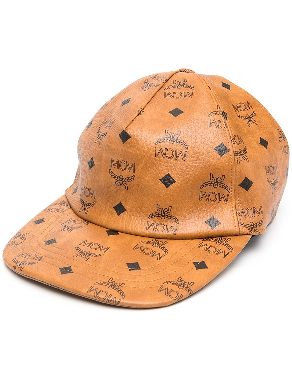 print leather-look cap - 1