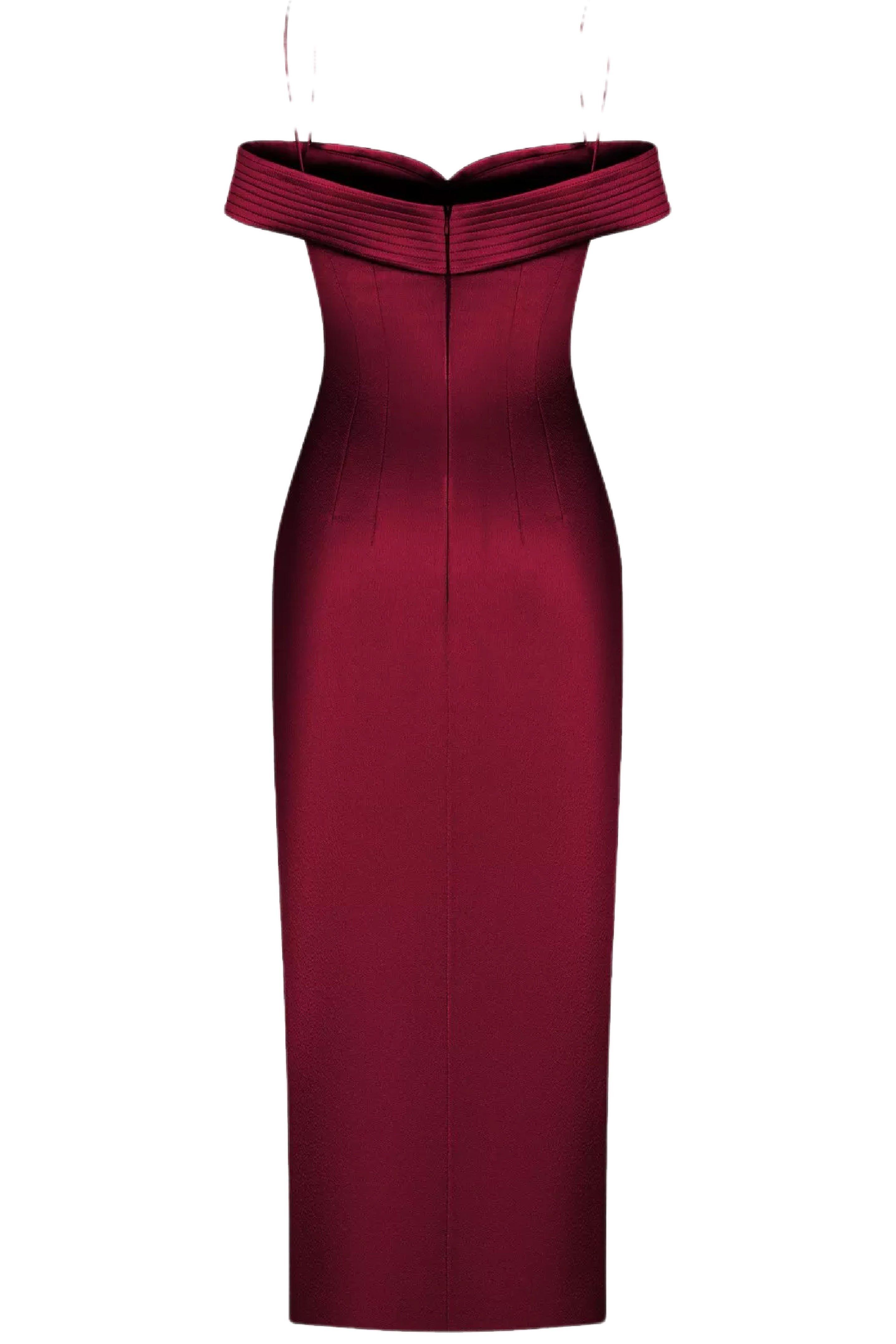 OFF SHOULDER SLEEVELESS MIDI DRESS - 2