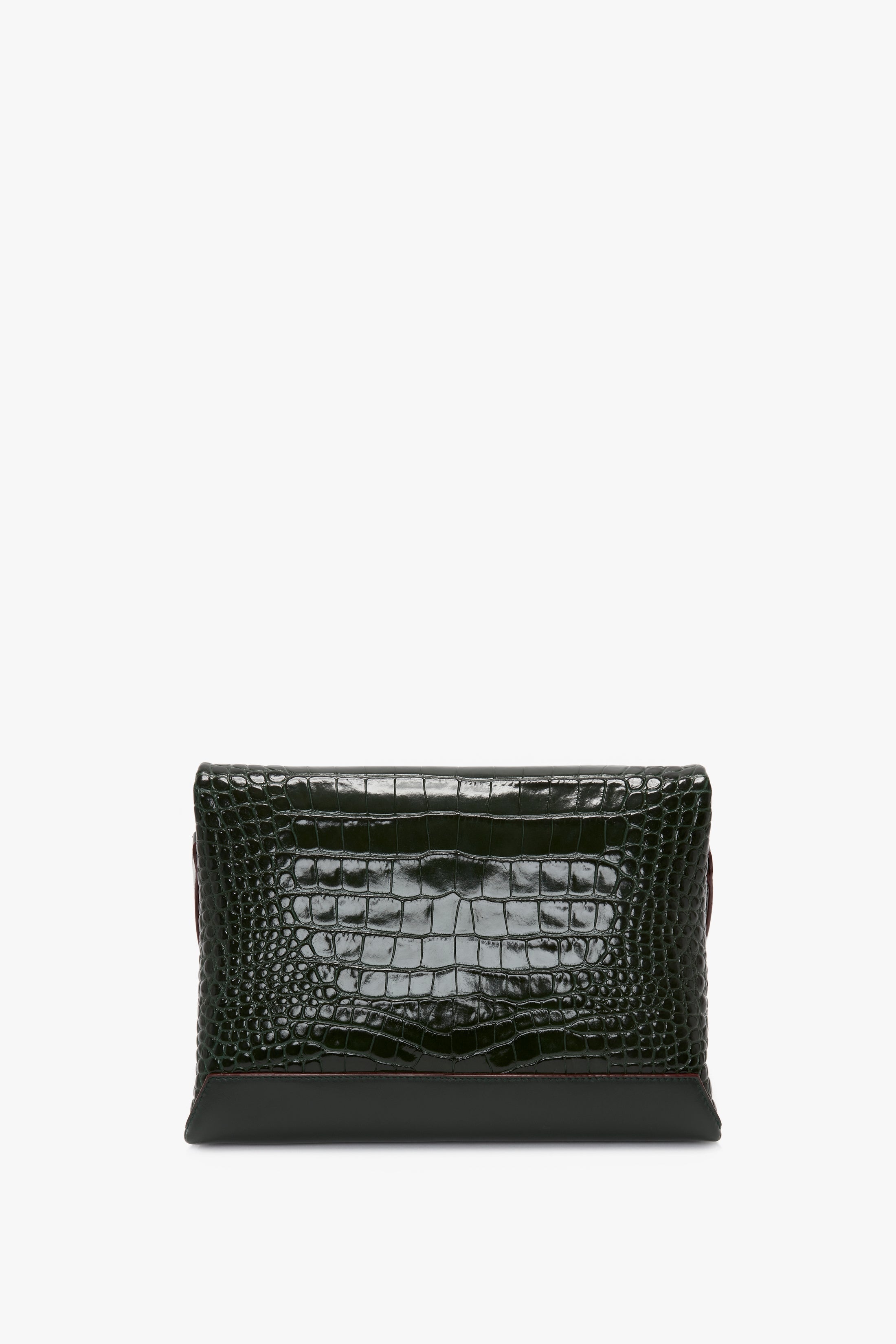 Chain Pouch With Strap In Dark Forest Croc-Effect Leather - 5