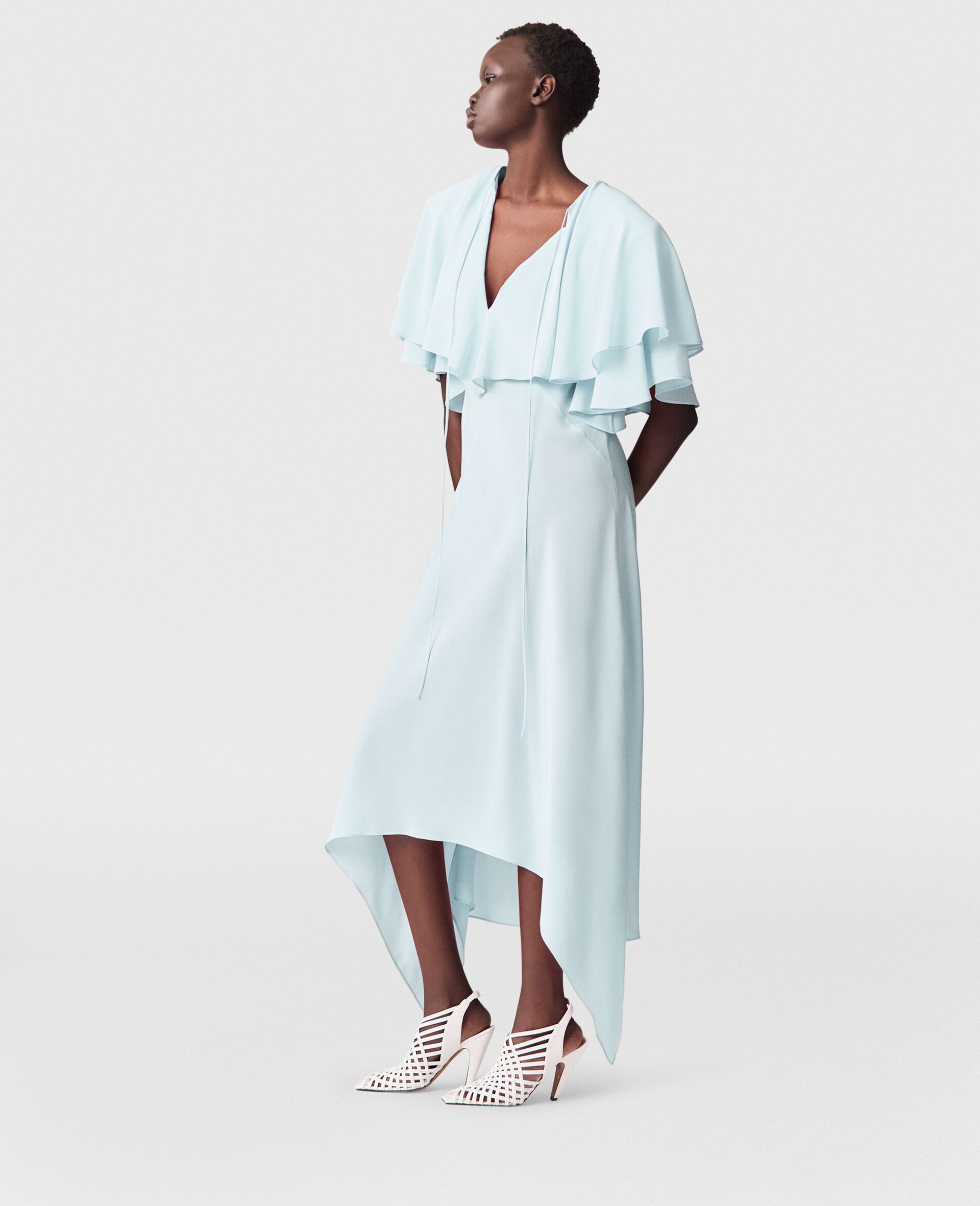 Layered Short-Sleeve Semi-Sheer Midi Dress - 3