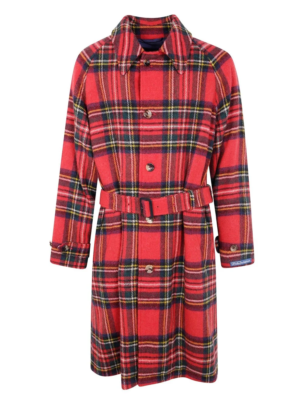 plaid-check belted coat - 1