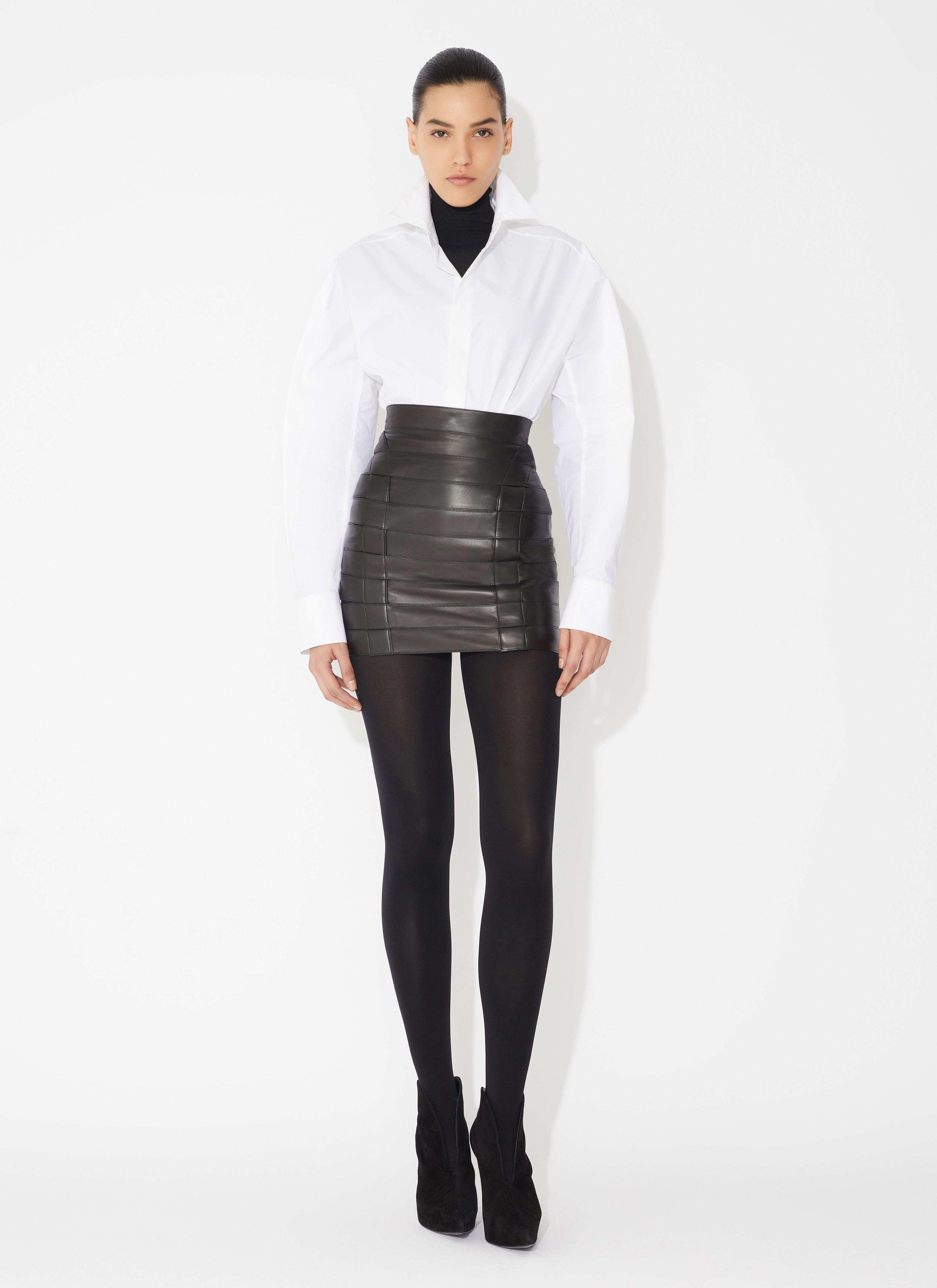 MINI LEATHER BAND SKIRT - 2