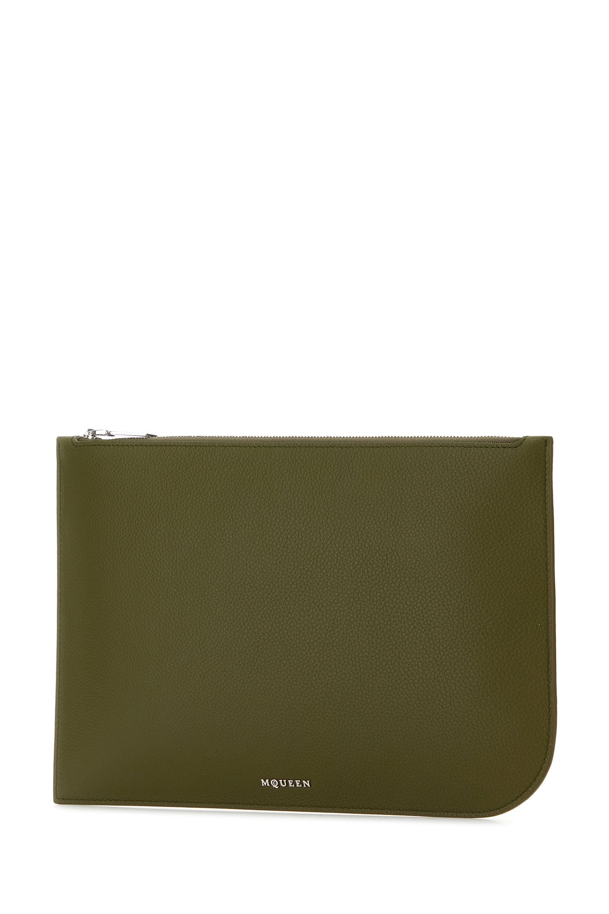 Olive green leather large Sling pouch - 2