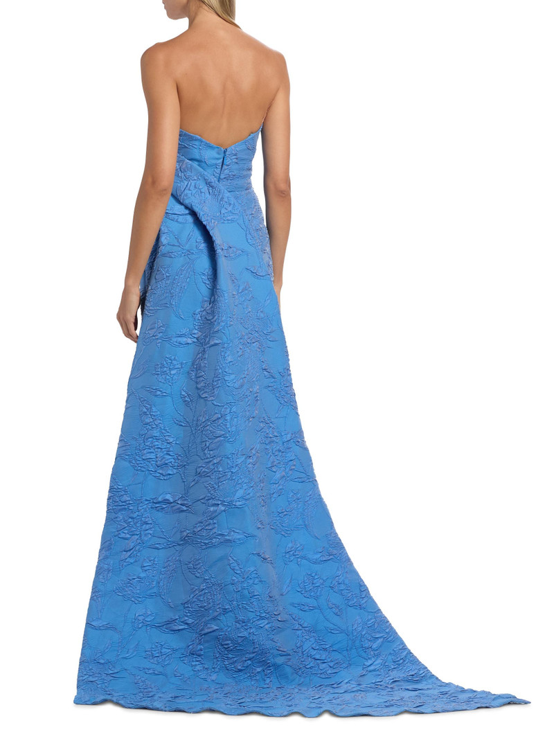 Women's Floral Jacquard Strapless Column Gown - Lake 5