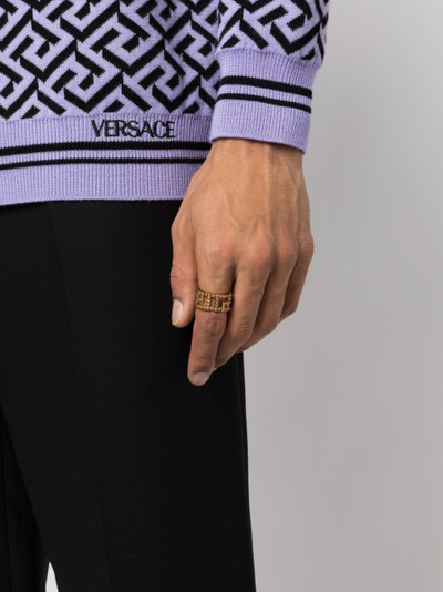 VERSACE Gold Tone Monogram Spike Ring outlook
