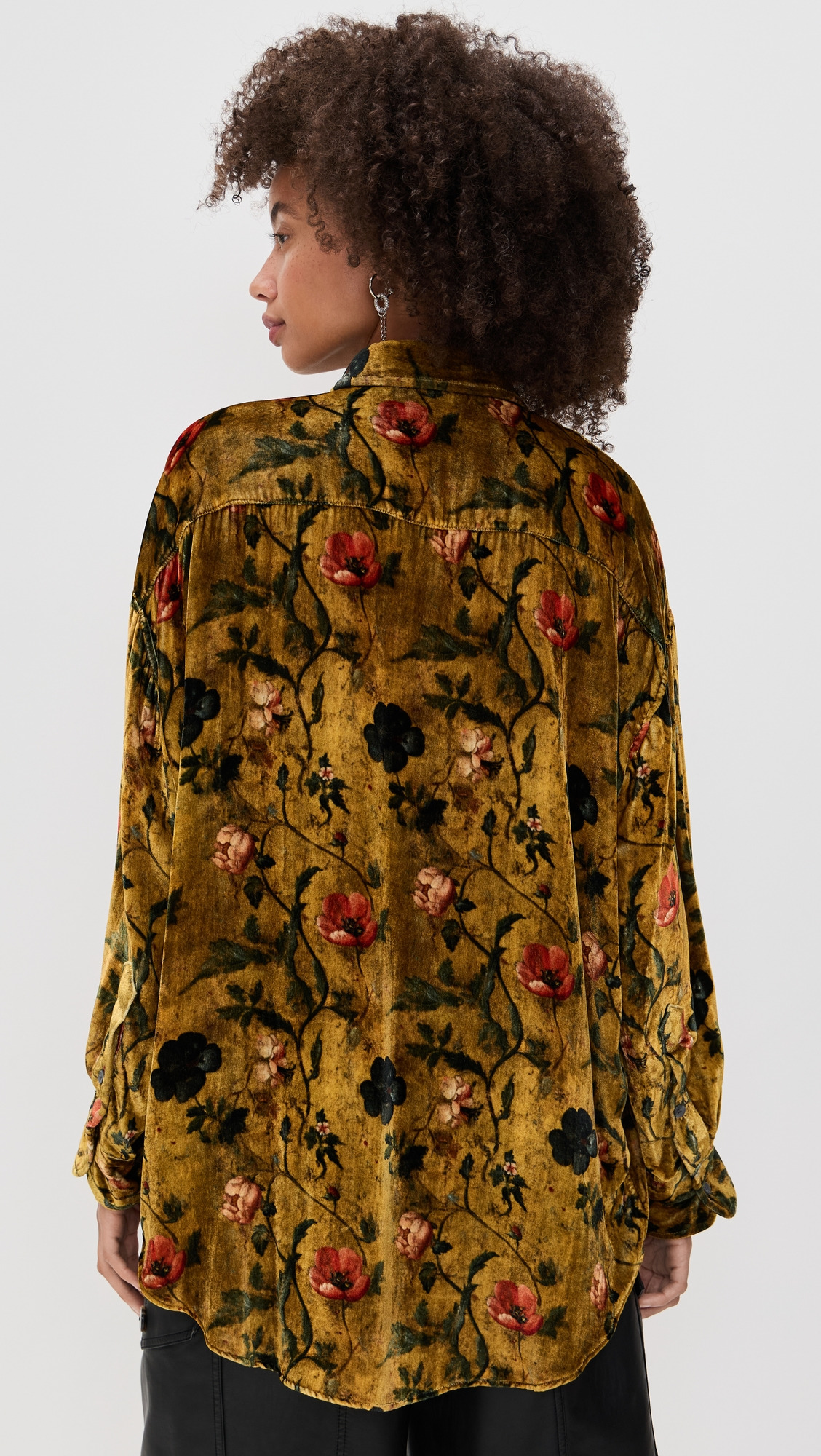 Drop Neck Velvet Shirt - 3