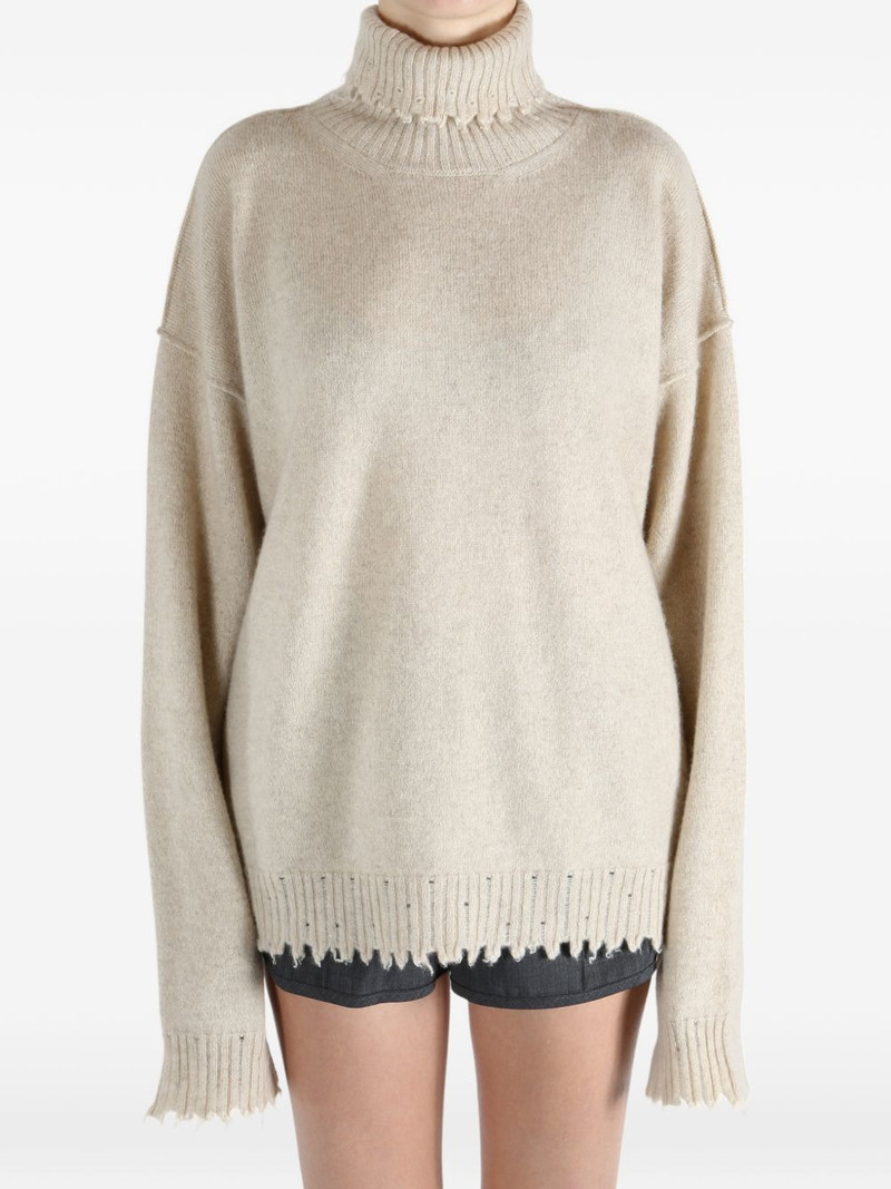 UMA WANG high neck frayed sweater outlook