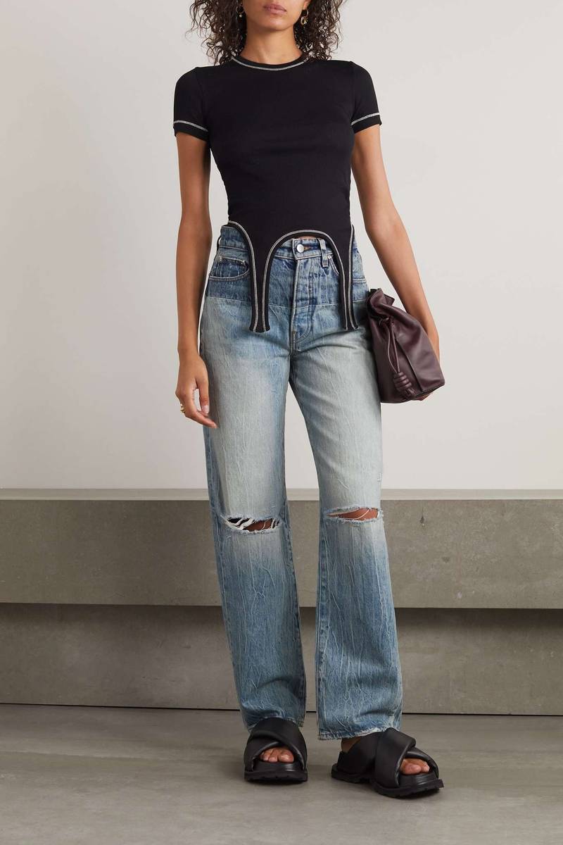 AMIRI Distressed high-rise straight-leg jeans outlook