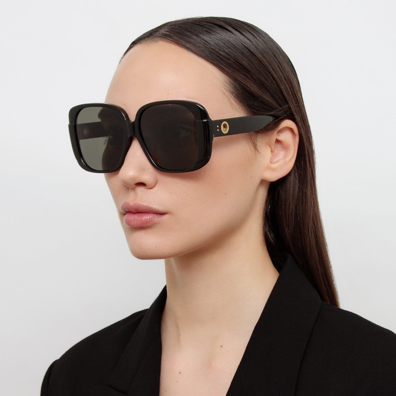 LINDA FARROW MIMA OVERSIZED SUNGLASSES IN BLACK outlook