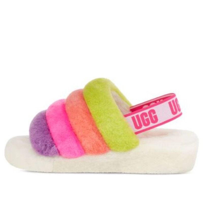 UGG (WMNS) UGG Fluff Yeah Slide 'White Taffy Pink Multi' 1097169-WHM outlook