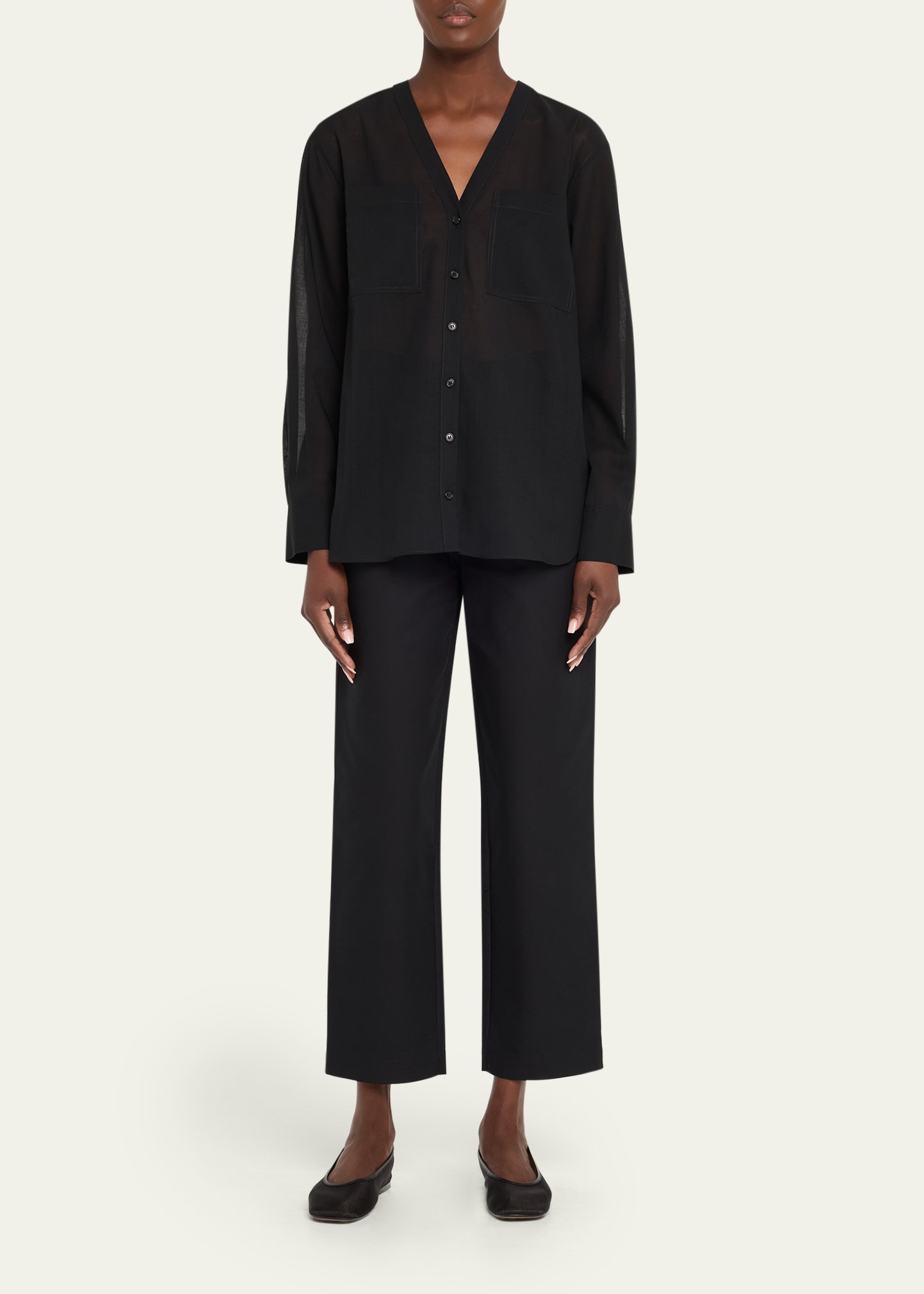 Oversized Lightweight Button-Front Shirt - 2