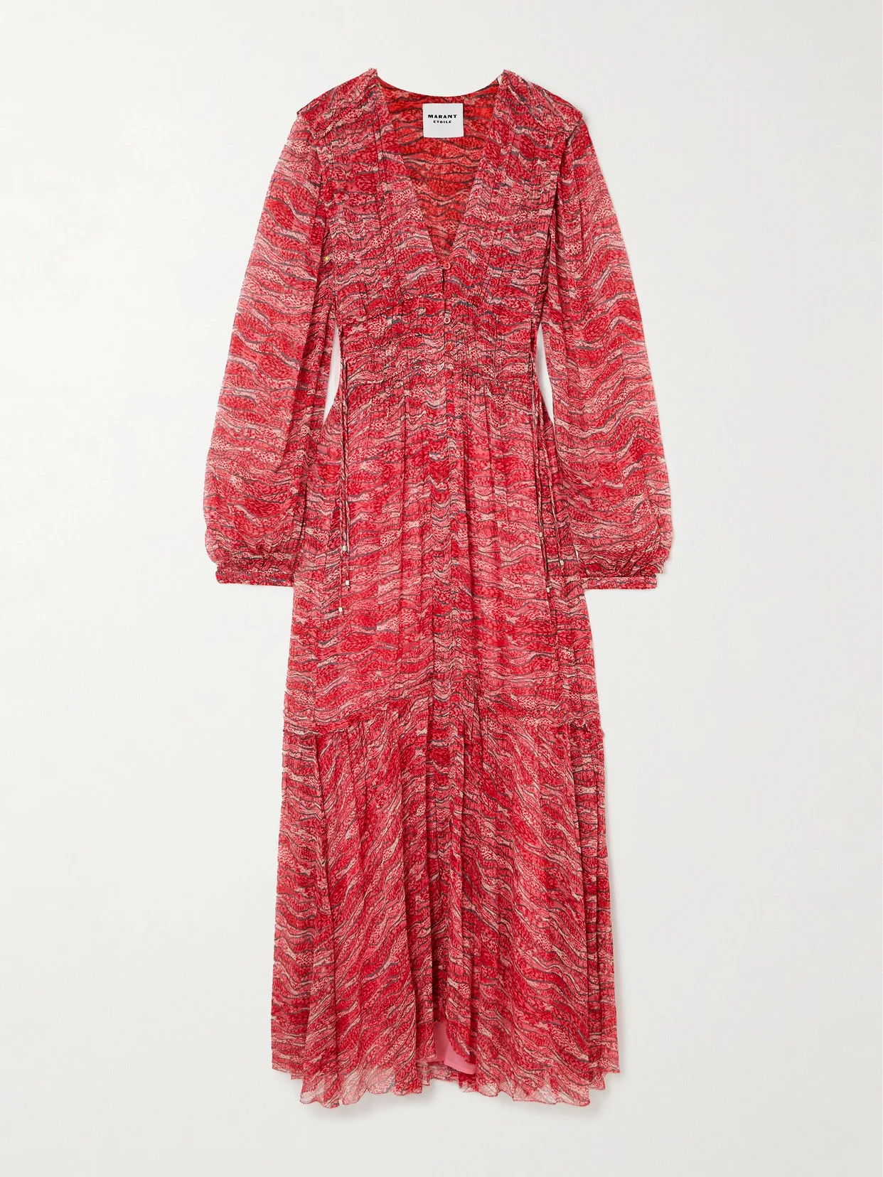 Amara Gathered Printed Chiffon Maxi Dress - 1