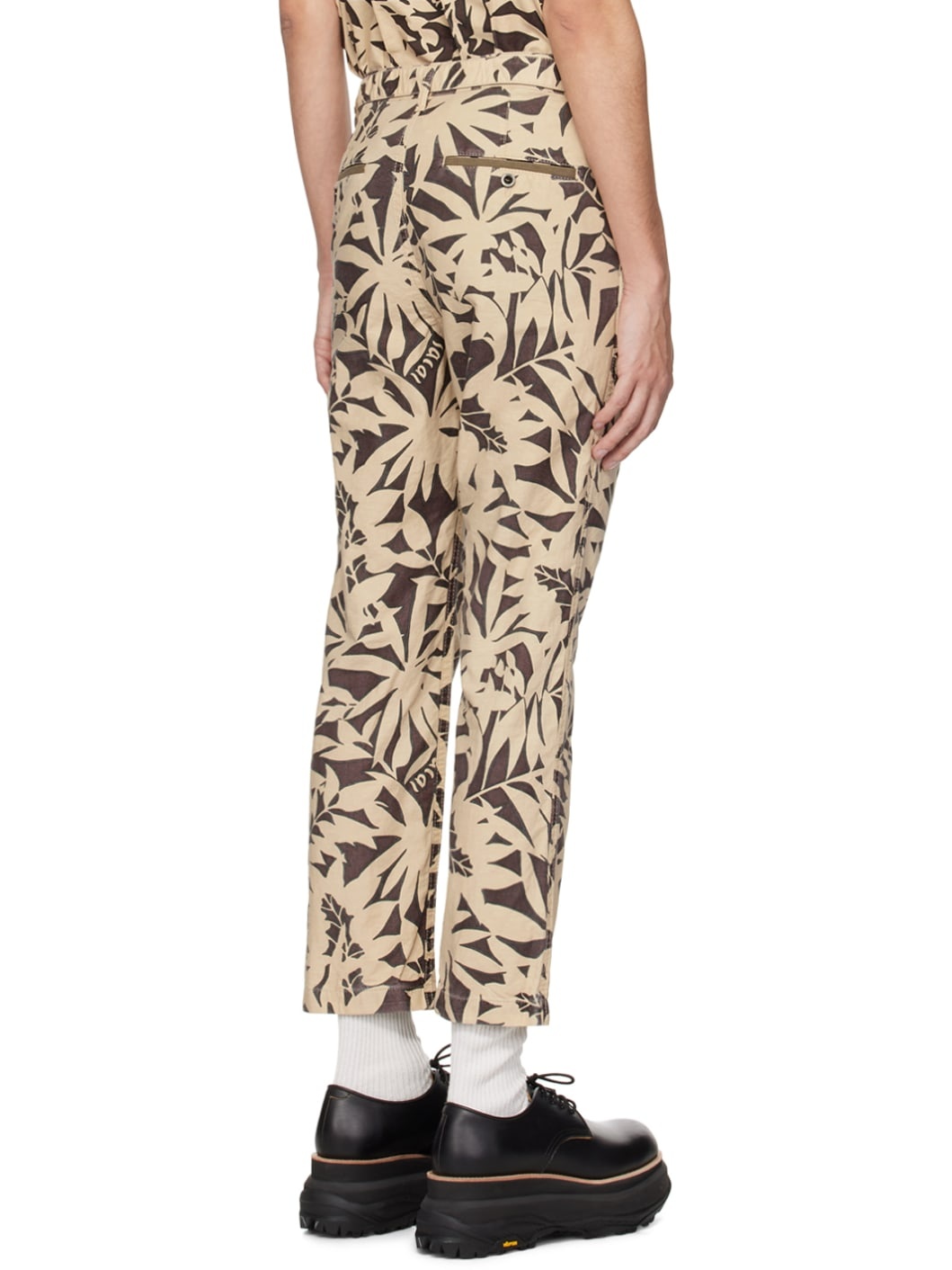 Beige & Brown Printed Trousers - 3