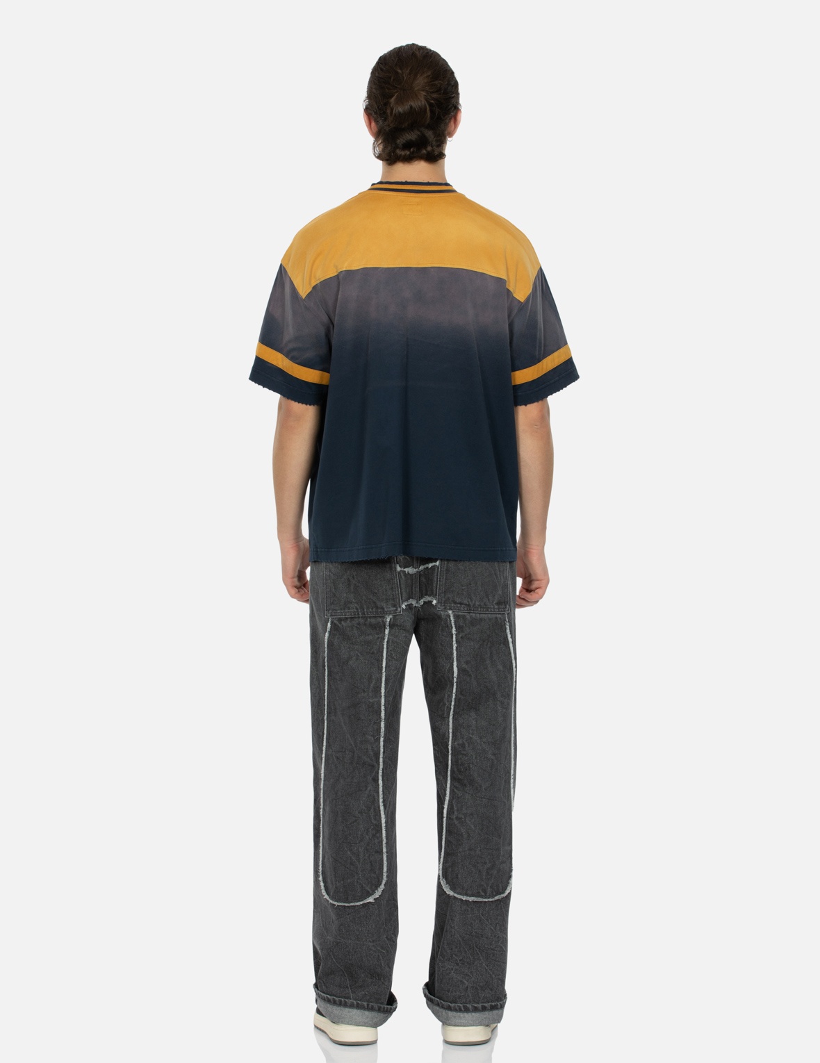 DAICOCK WITH FRINGED EDGES BAGGY FIT WORK JEANS - 5
