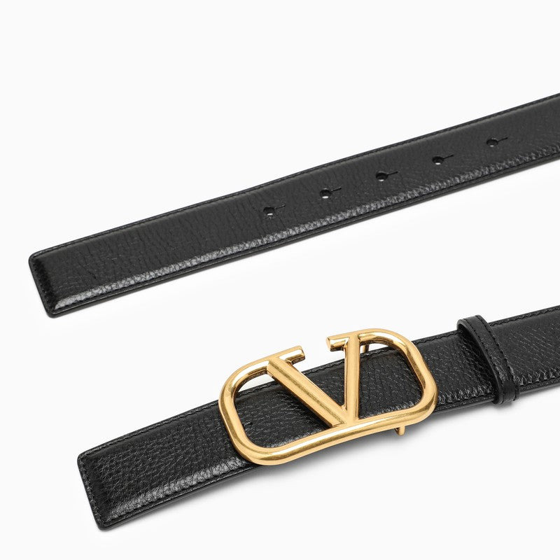 VLOGO BLACK/GOLD LEATHER BELT - 3