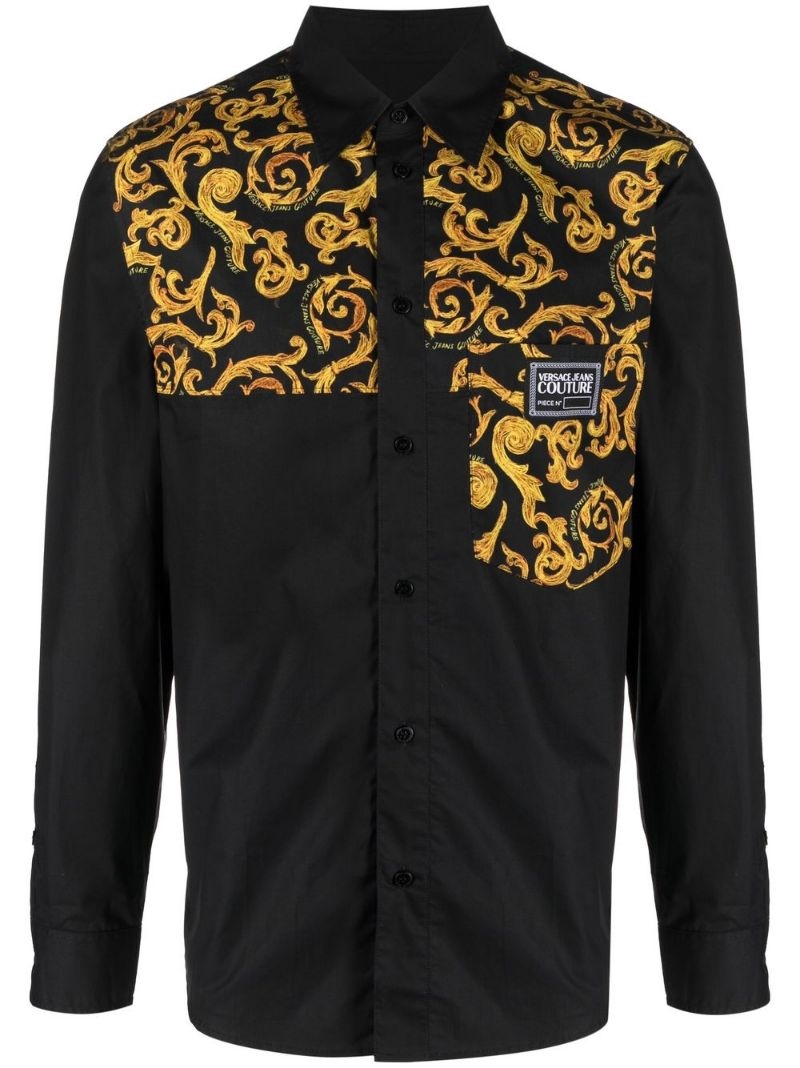 baroque-print cotton shirt - 1