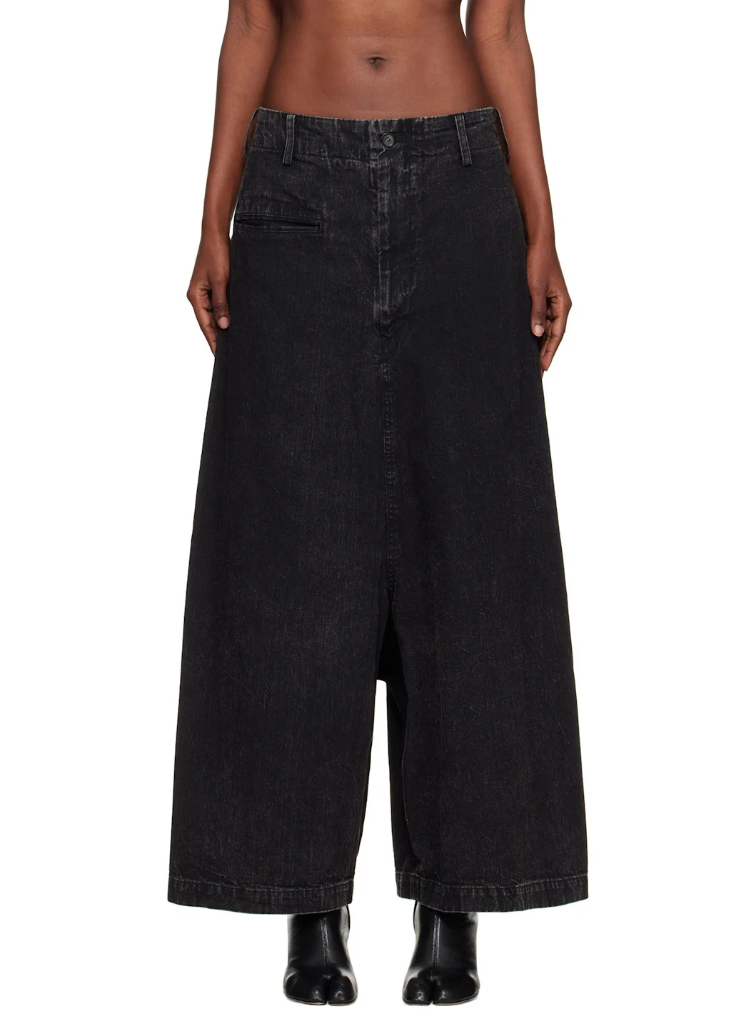 Black Backside Flared Wide Jeans - 1