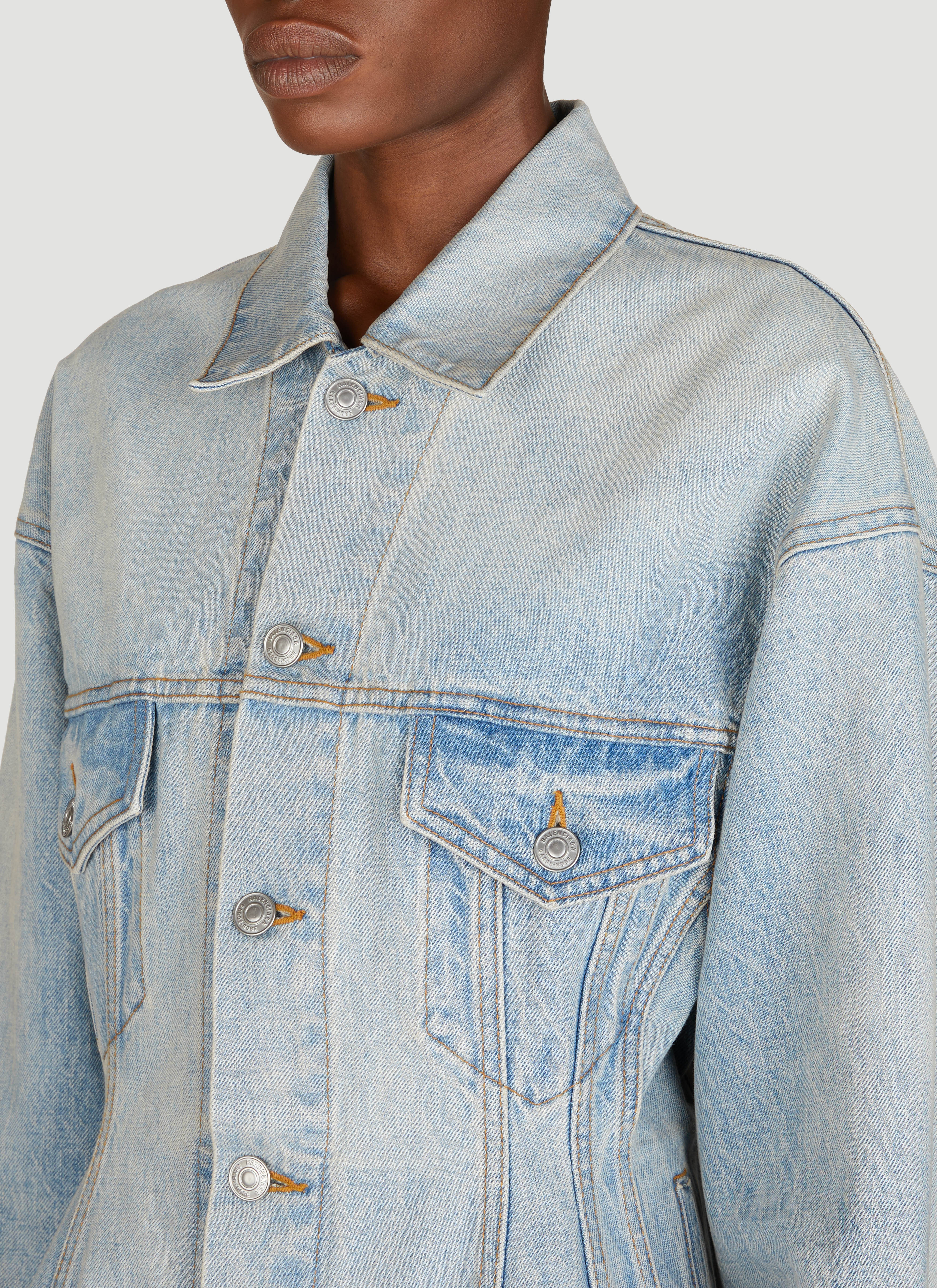 Balenciaga Women Hourglass Denim Jacket - 5
