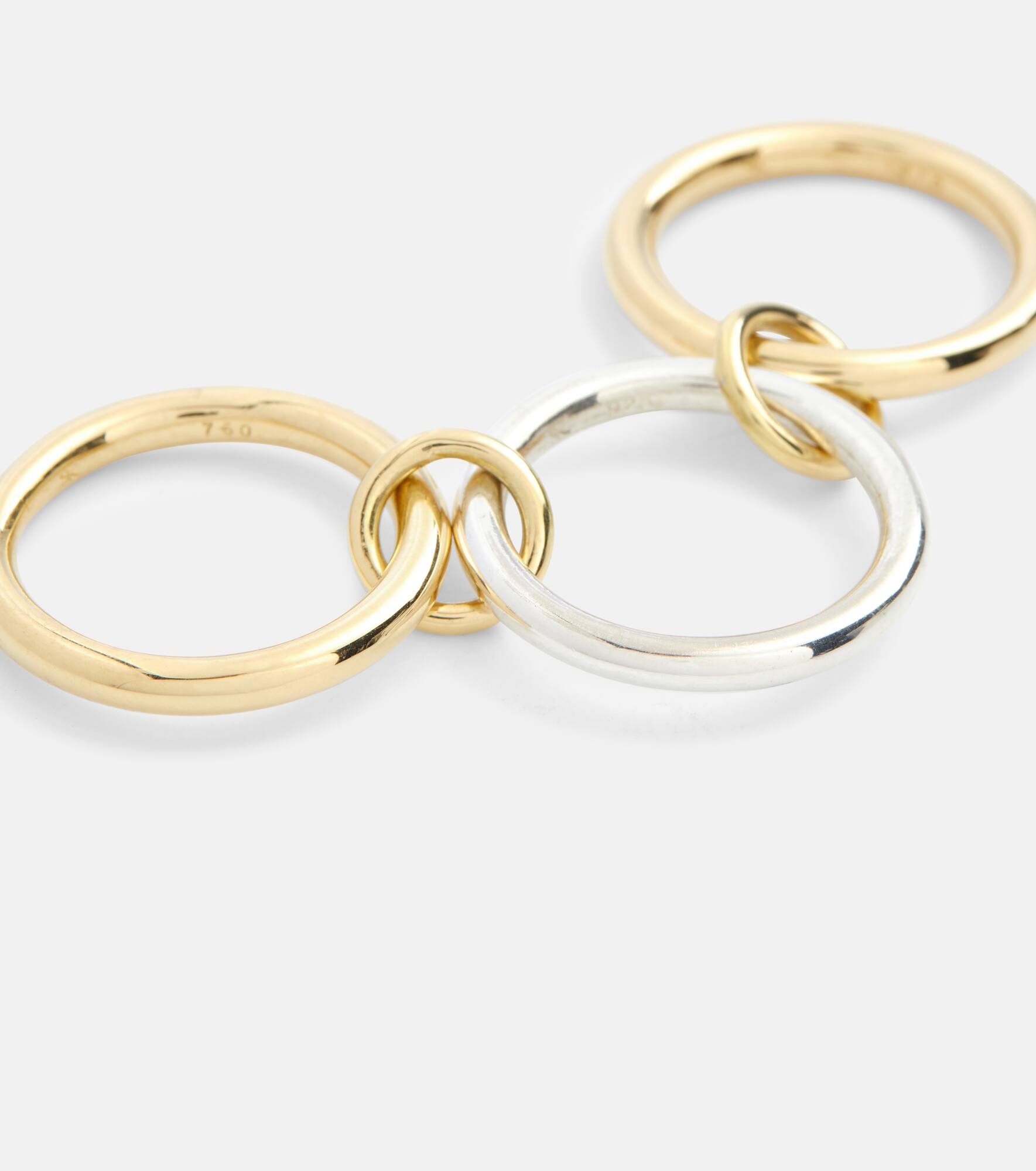 Taurus SG 18kt gold and sterling silver linked rings - 4