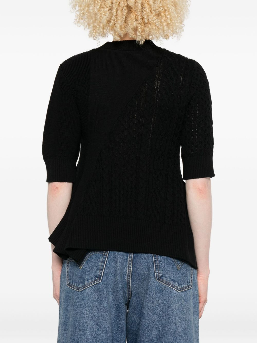 cable-knit flared top - 4