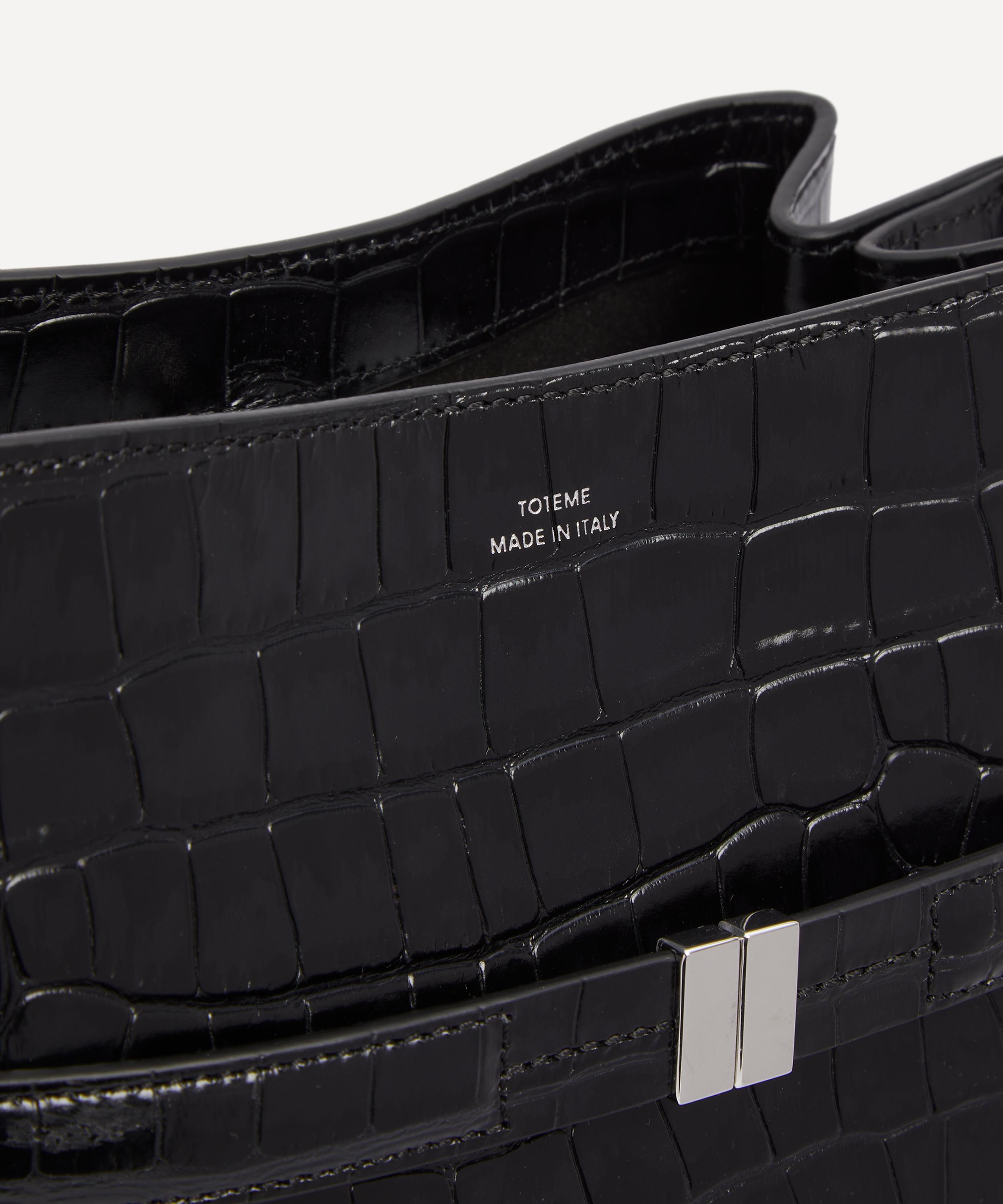 Belted Croc-Embossed Leather Bucket Bag - 5