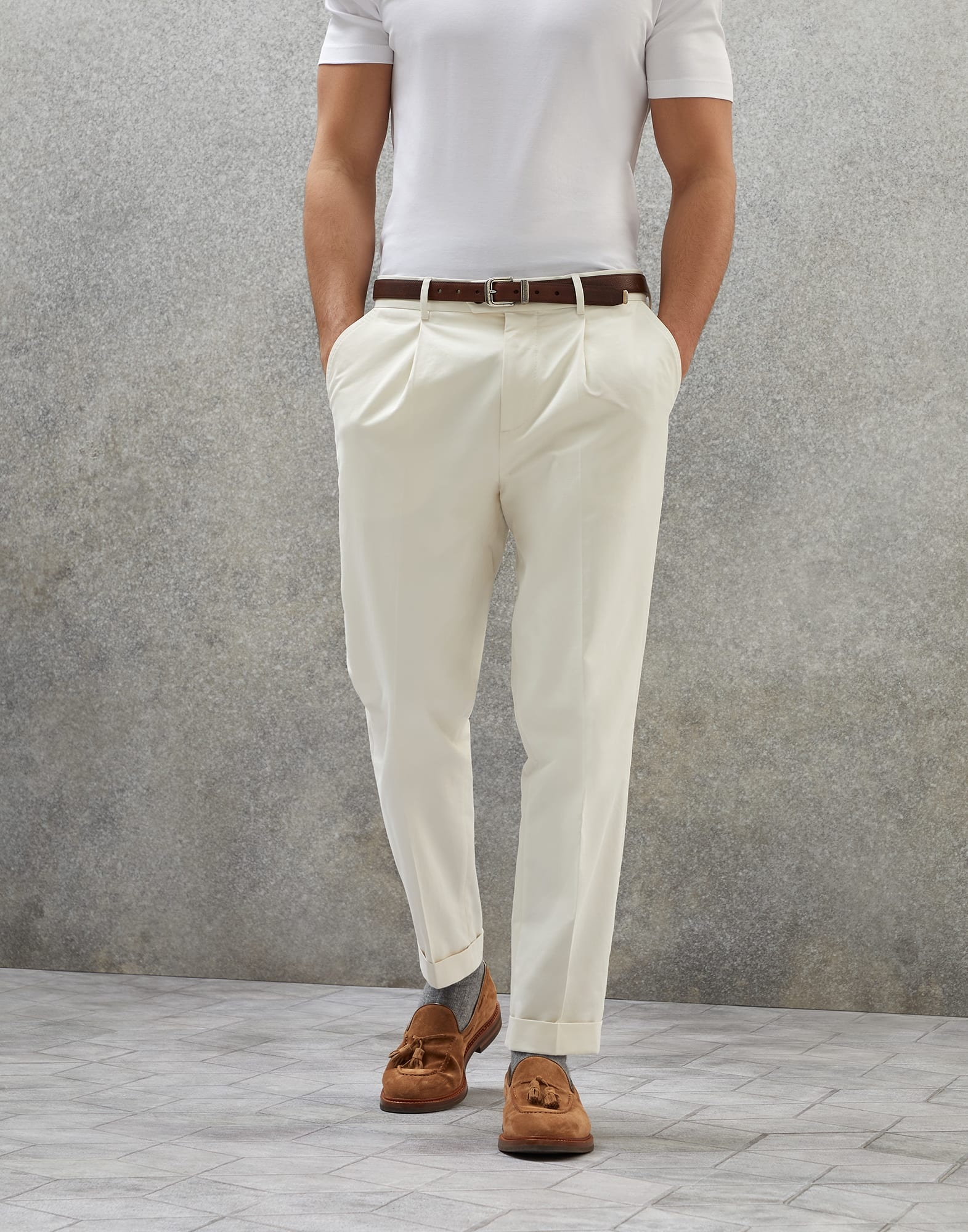 Brunello Cucinelli tapered tailored trousers - White