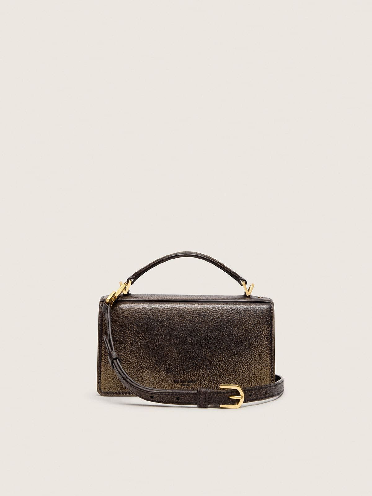 Small Venezia Bag in dark brown leather with gold buckle - 3