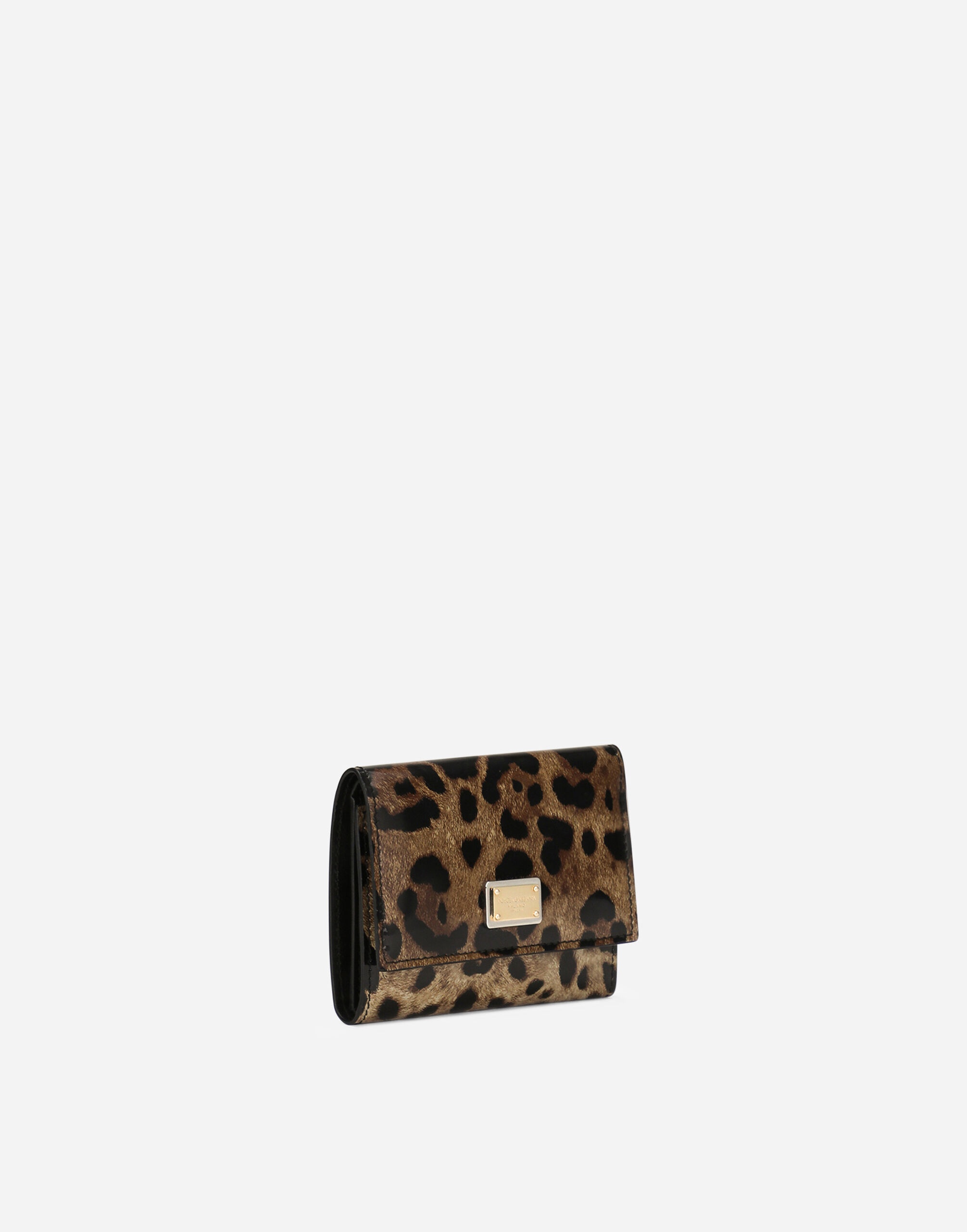 Polished calfskin wallet with leopard print - 2