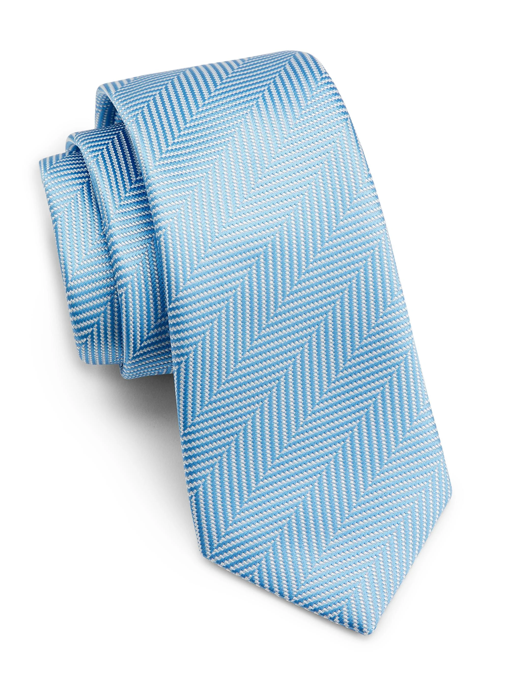 Men's Chevron Silk Tie - Light Blue - 1