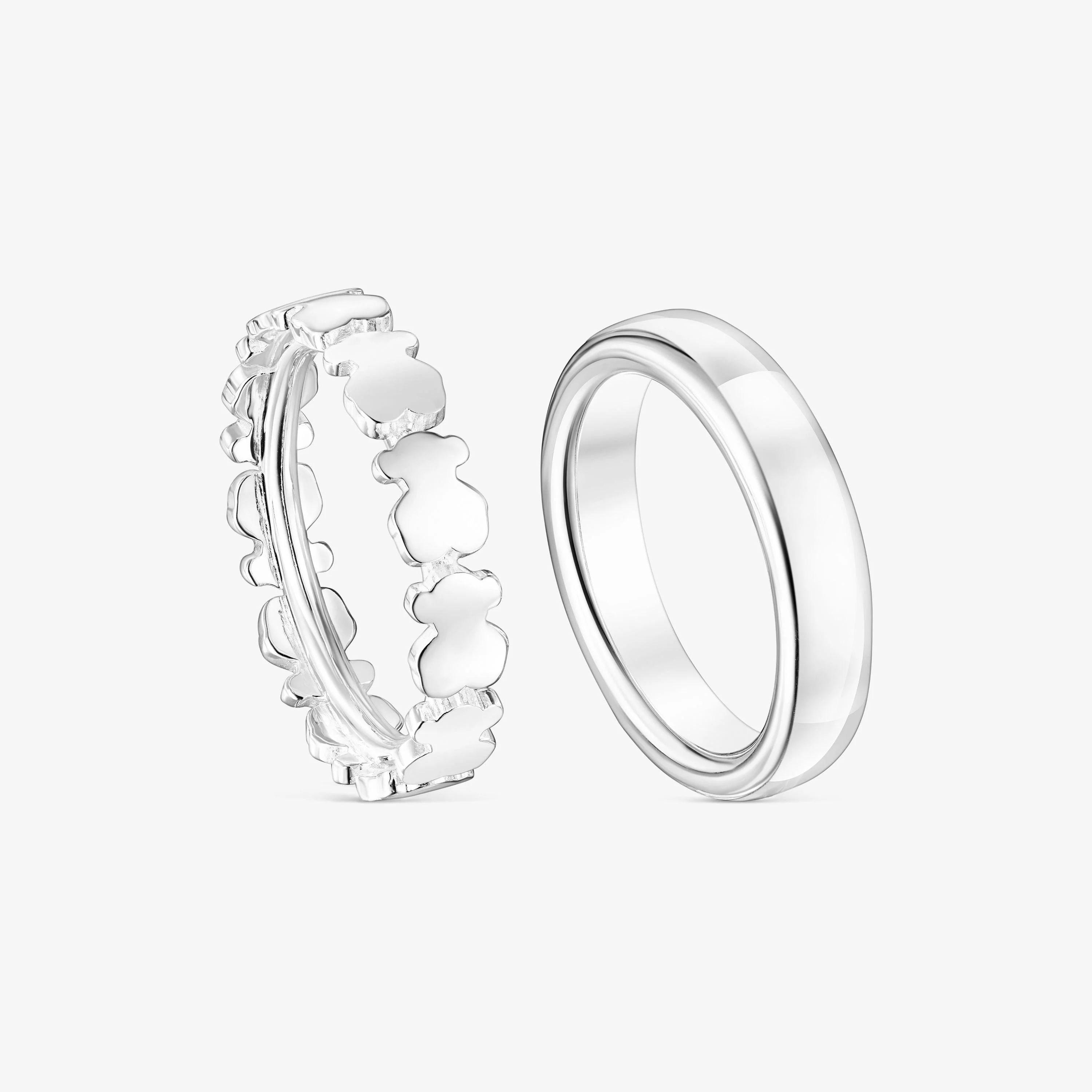 Set of Silver Straight Rings - 1