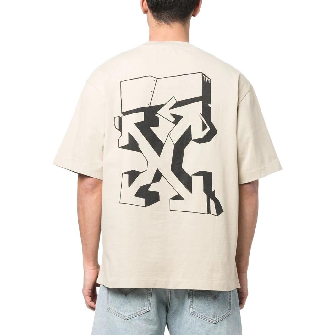 Men's Off-White SS22 Logo Pattern Round Neck Short Sleeve Version White T-Shirt OMAA120S22JER0031710 - 3