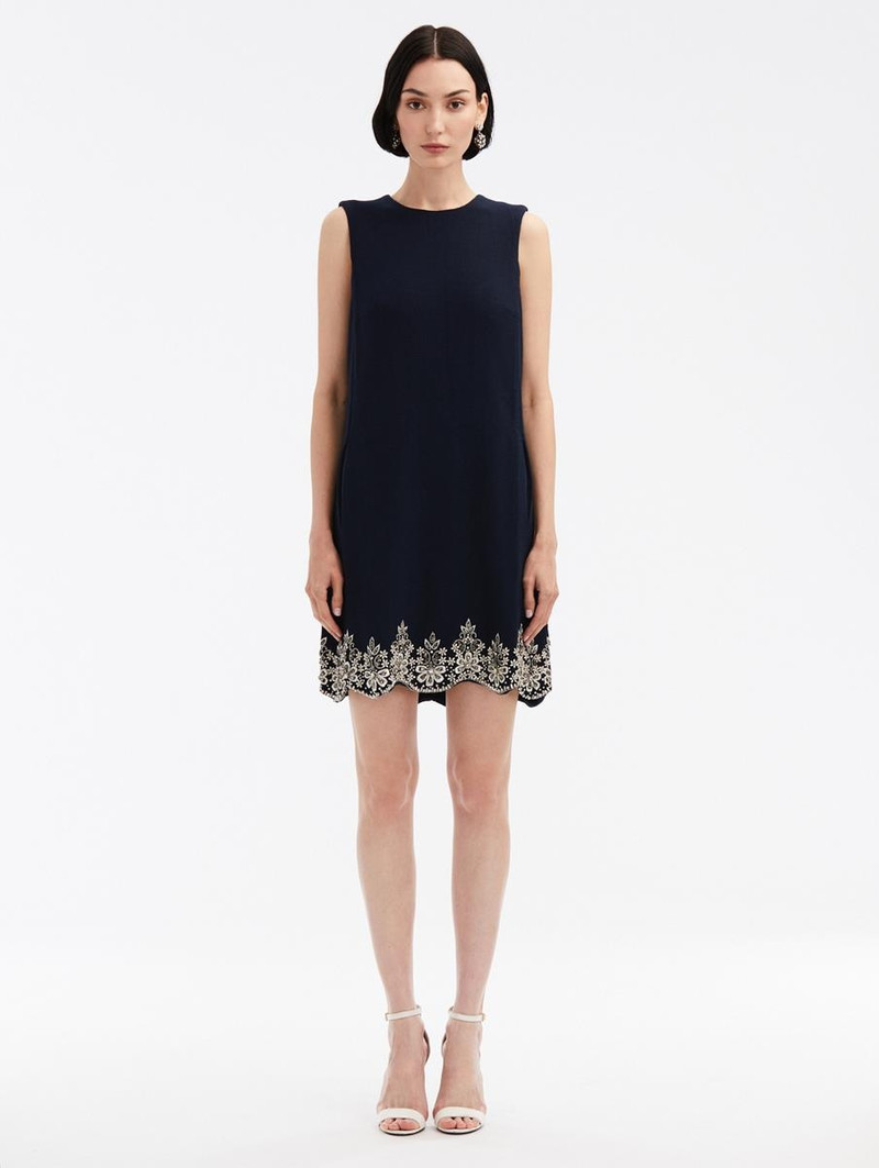 SLEEVELESS CRYSTAL SCALLOP SHIFT DRESS - 1