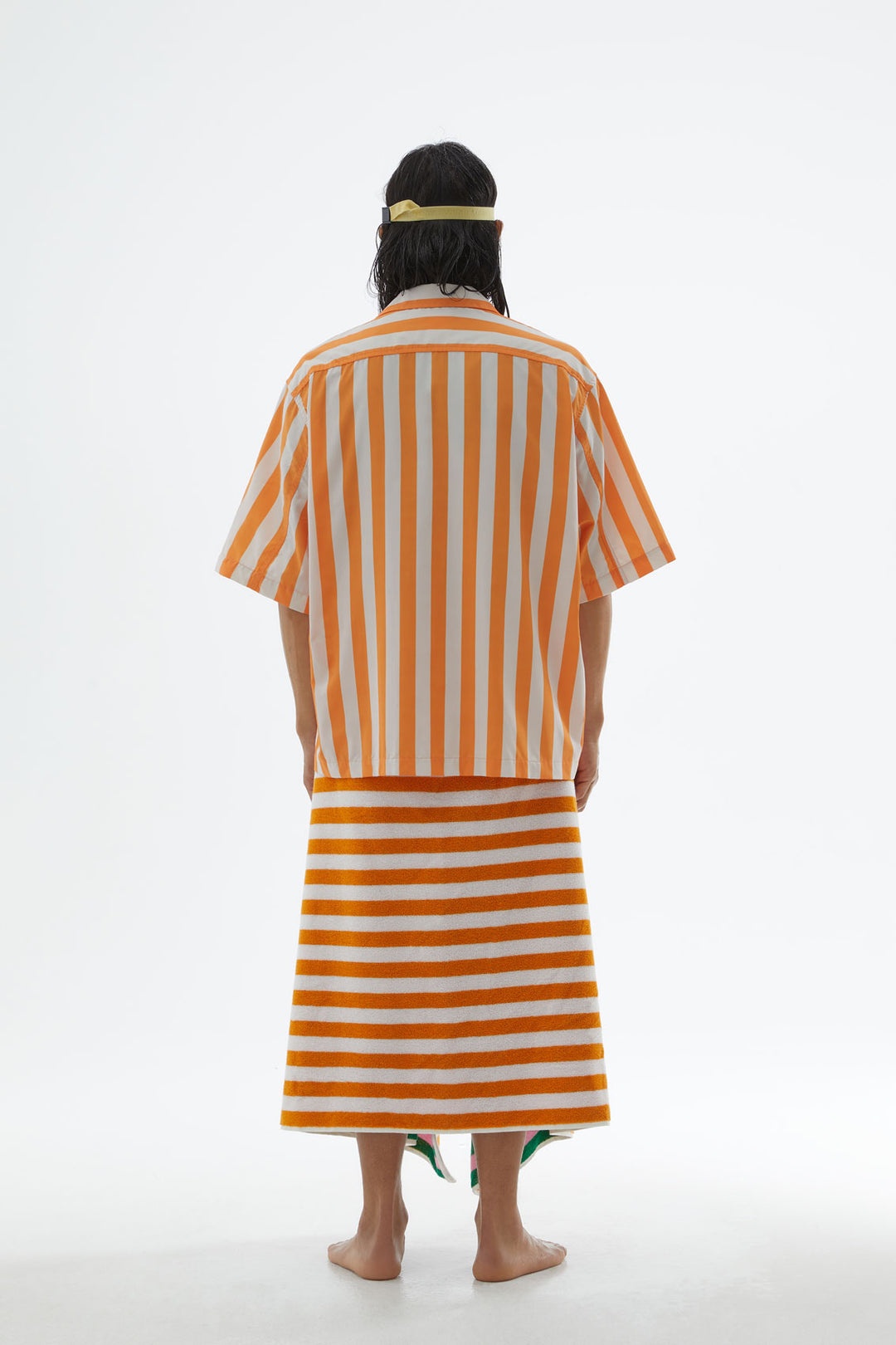 SHORTSLEEVED ORANGE & WHITE NYLON SHIRT - 6